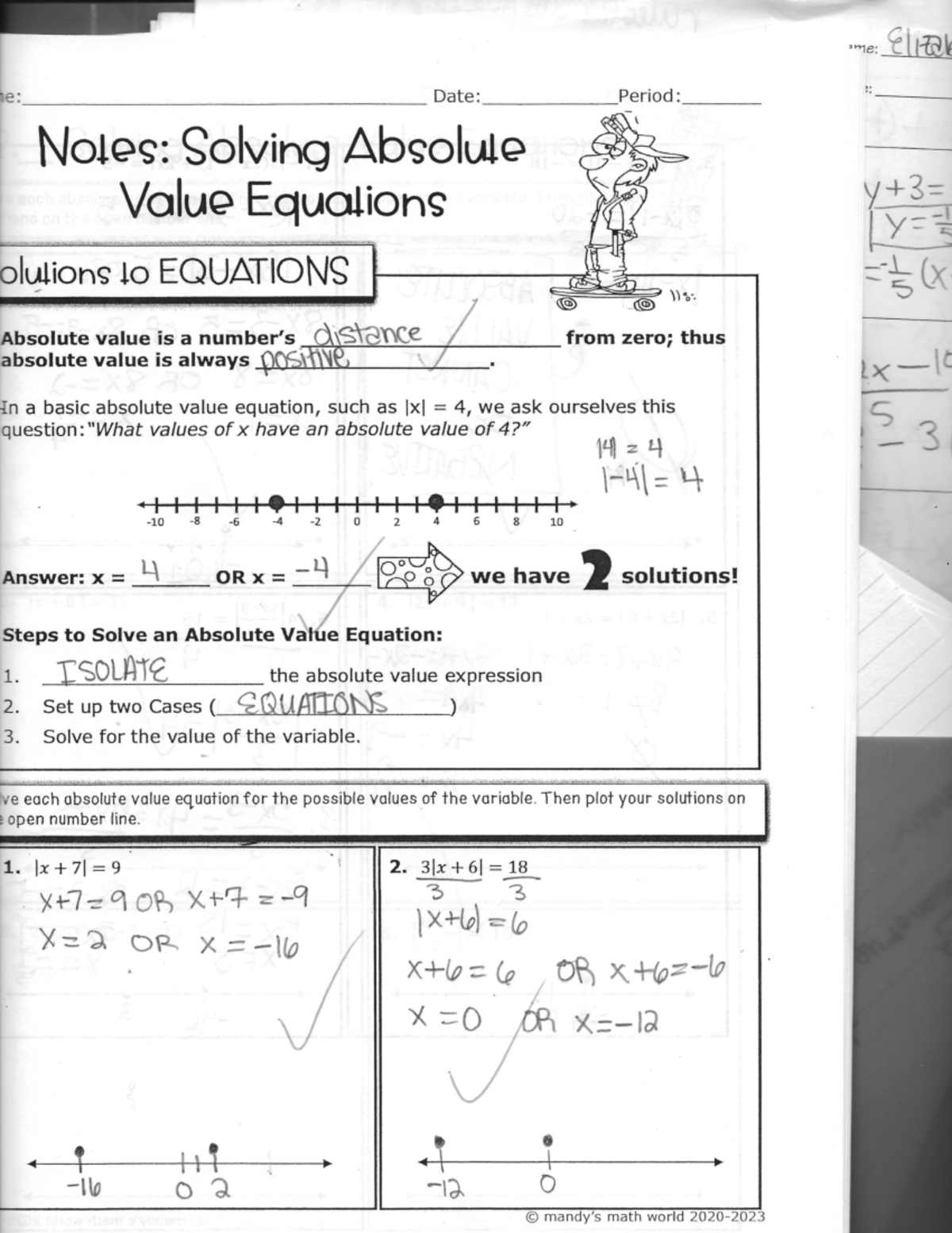 Notes solving absolute value equations - e: Date: Period: Notes ...
