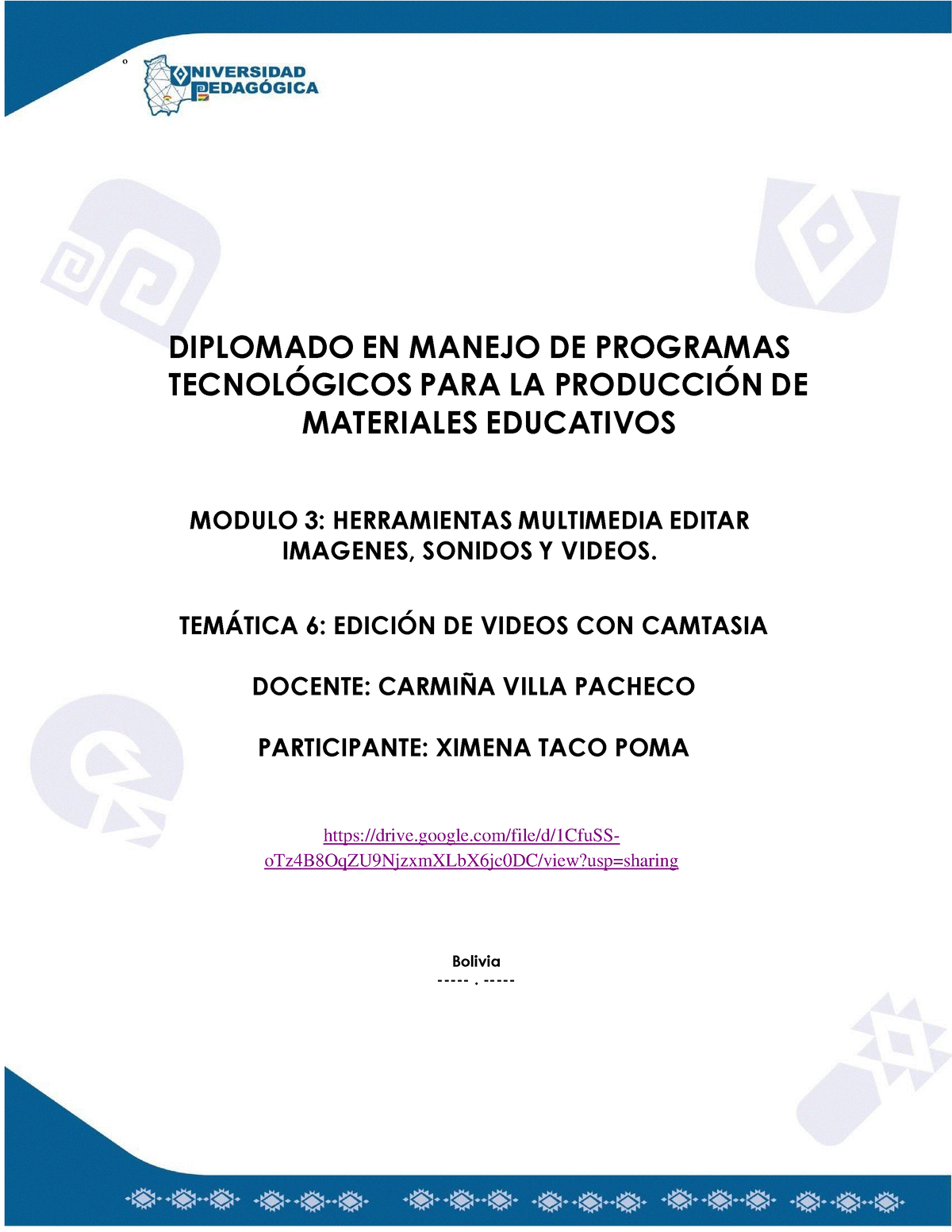 Taco Poma Ximena – Actividad 1- Semana 4 - º DIPLOMADO EN MANEJO DE ...