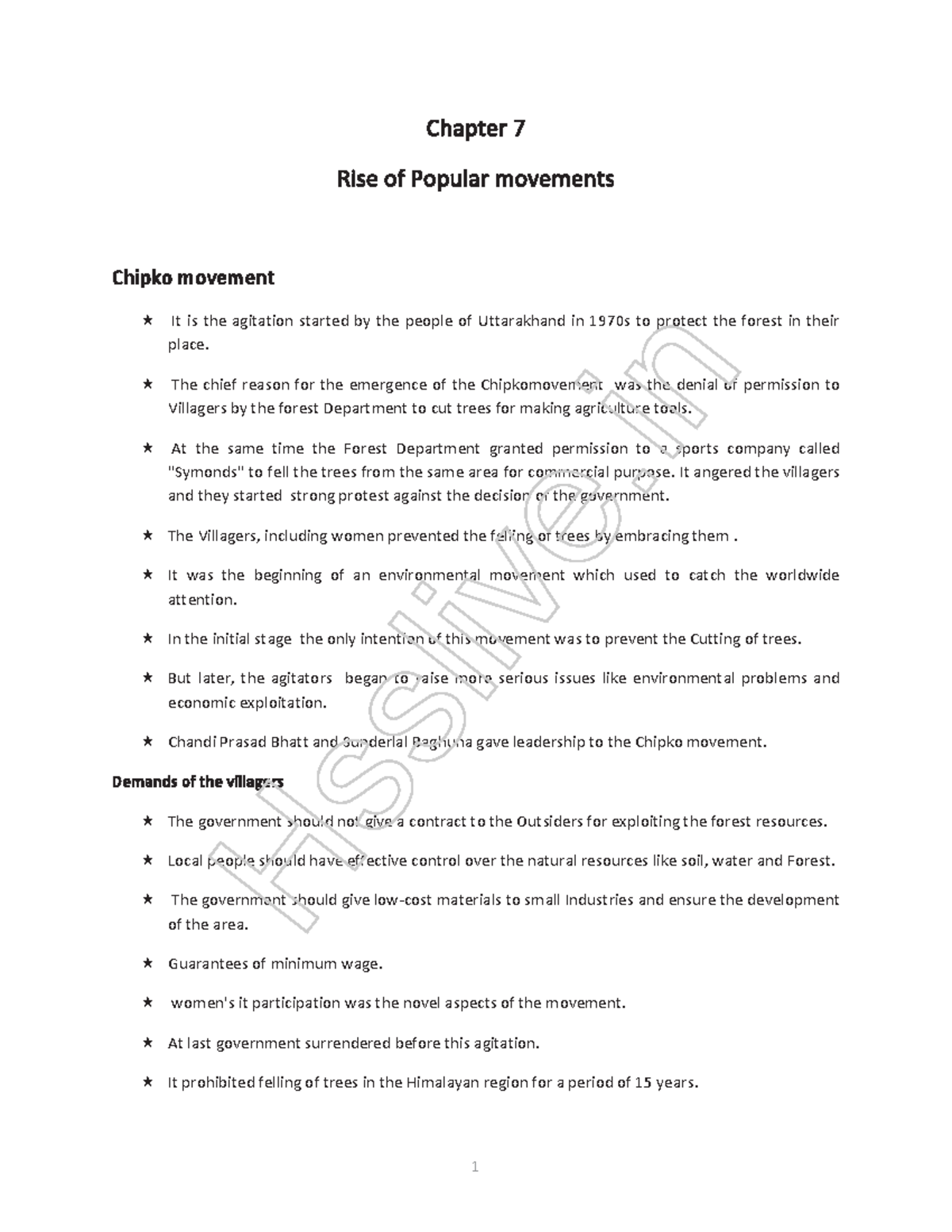 Hsslive xii politics chapter 7 - Chapter 7 Rise of Popular movements ...