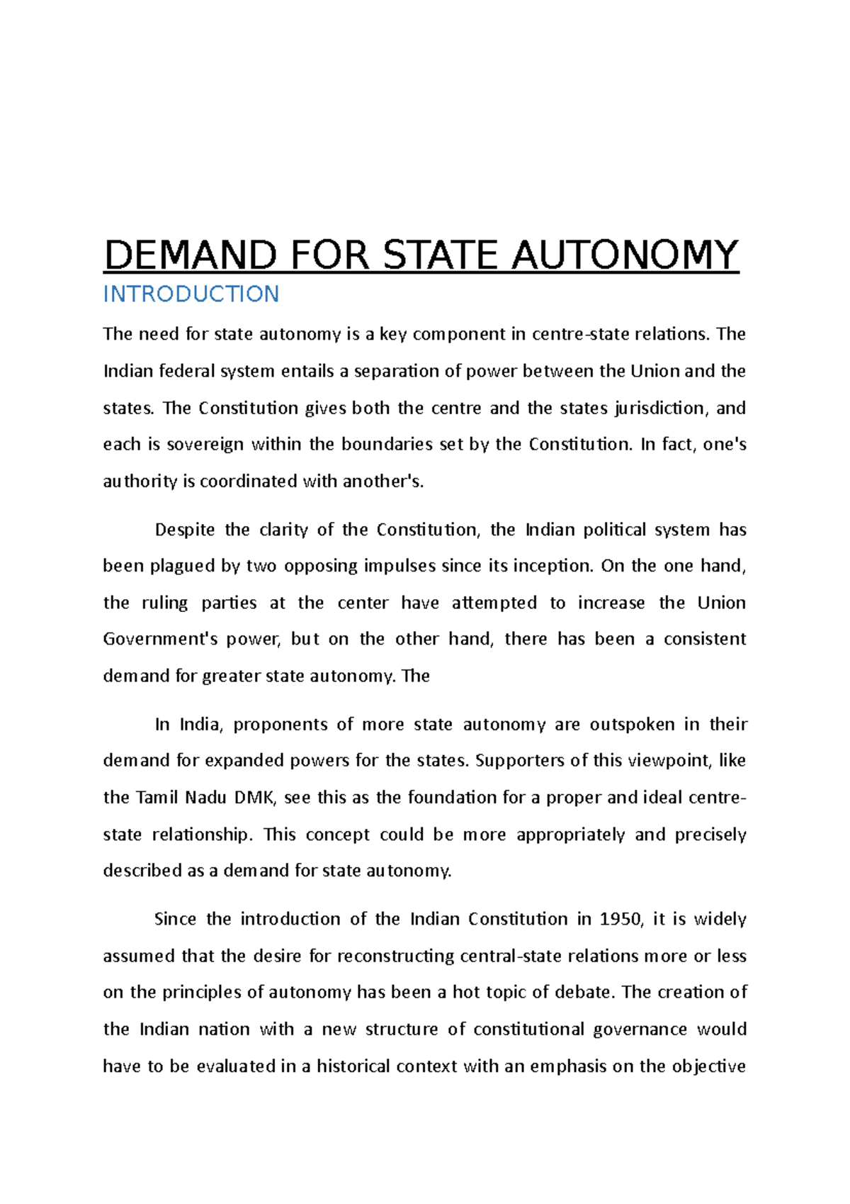 demand-for-state-autonomy-demand-for-state-autonomy-introduction-the