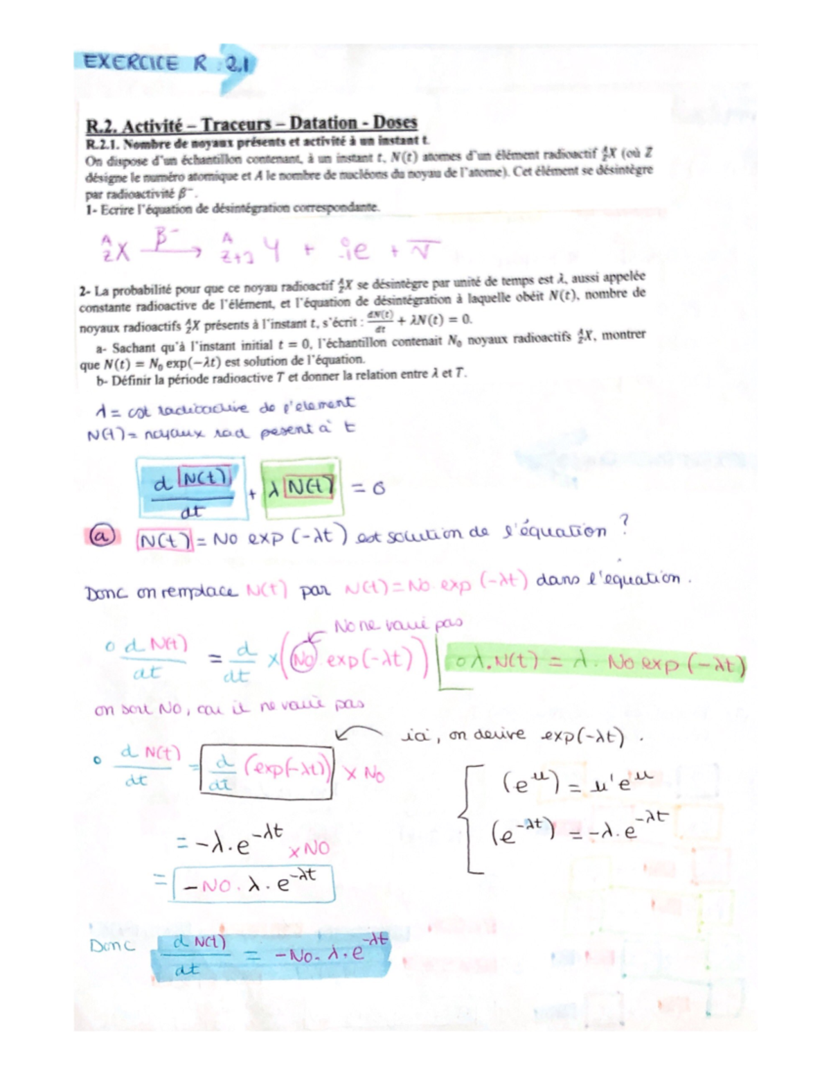 L1- Physique TD Radioactivité Version Manuscrite EX R2 - Bases de ...