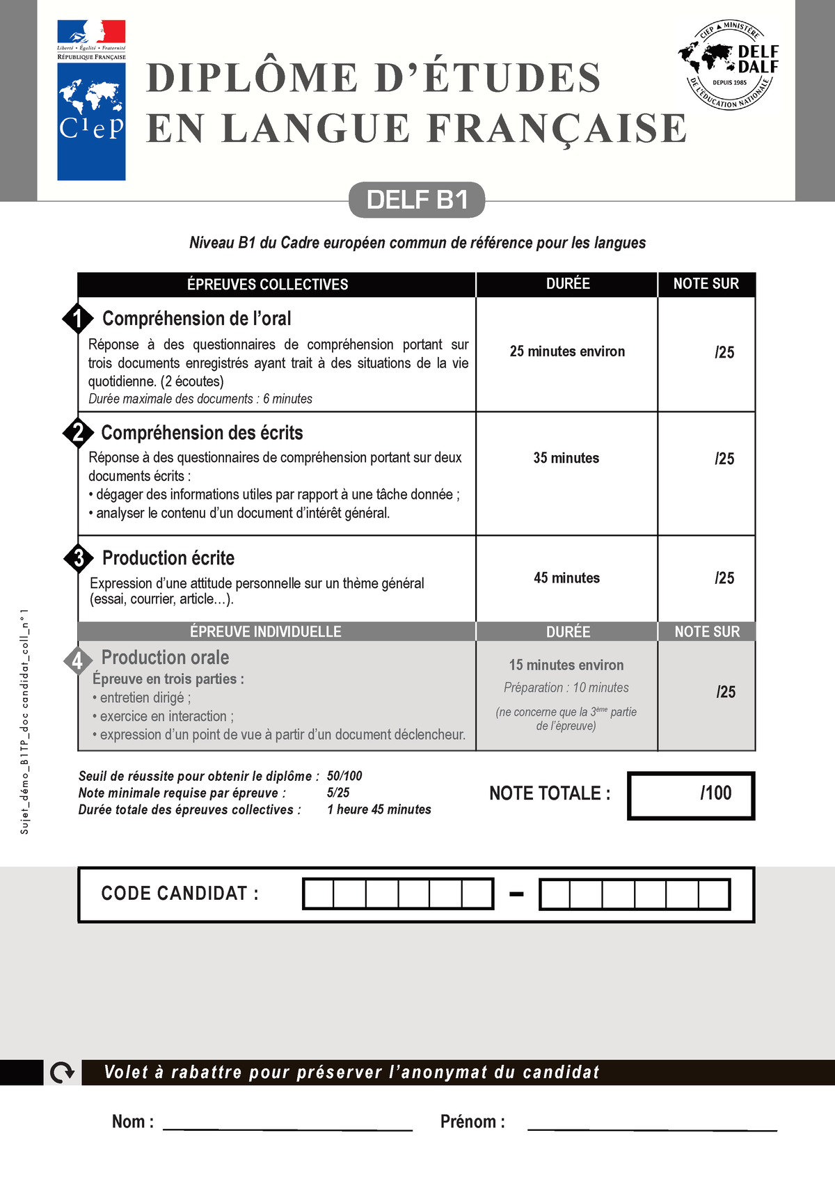 Exemple 3 sujet delf b1 tp document candidat comprehension ecrite orale ...