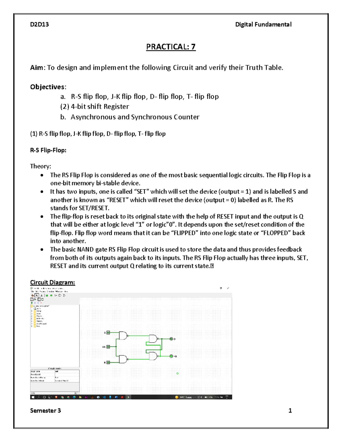 D2D13 DF PR-7 - Digital fundamental practicals - PRACTICAL: 7 Aim: To ...