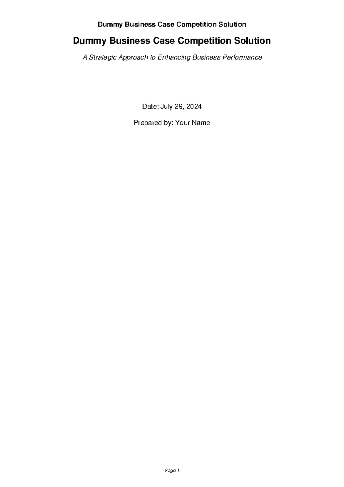 Dummy Business Case Competition Solution - The strategic approach ...