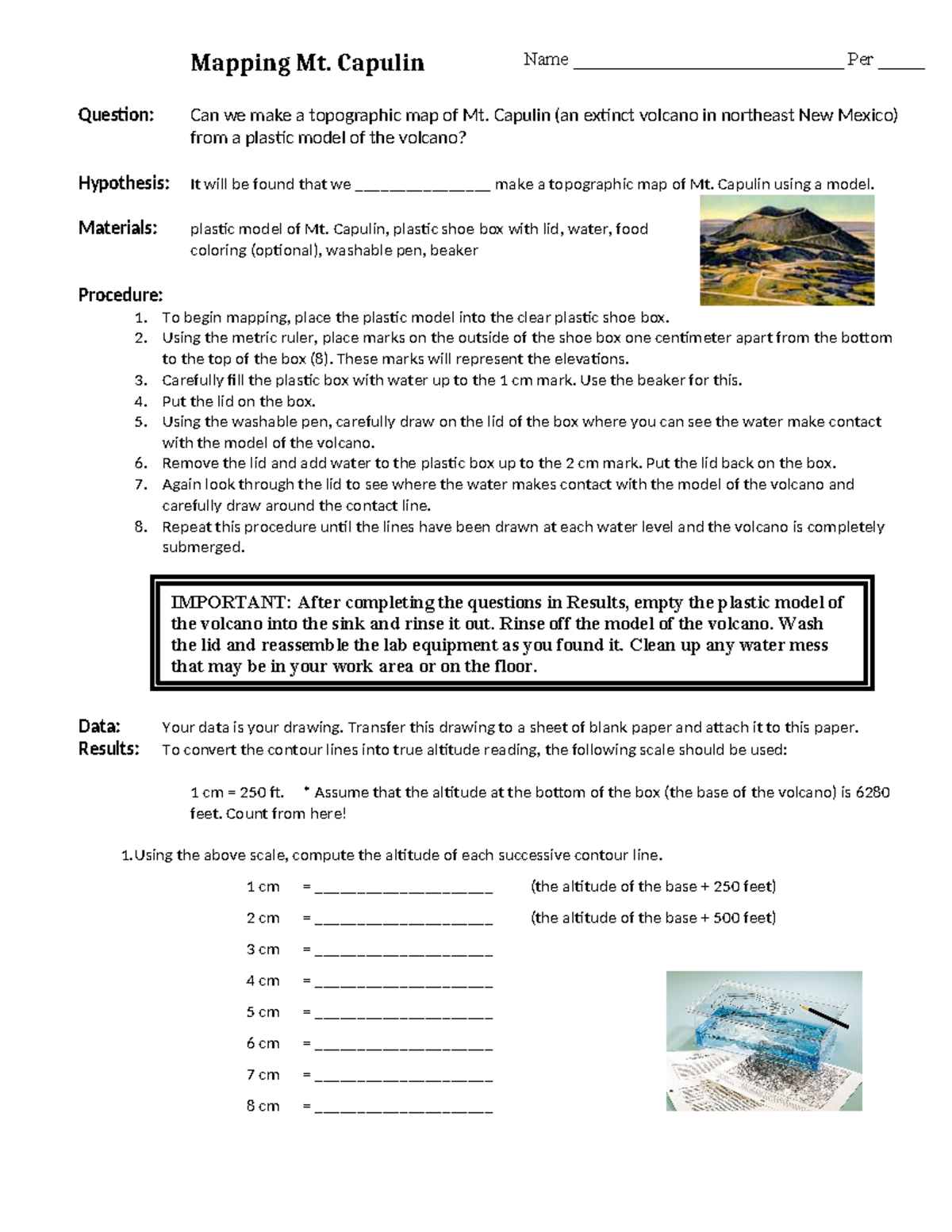 Day 7 - Mt Capulin Lab - lala - Mapping Mt. Capulin Question: Can we ...