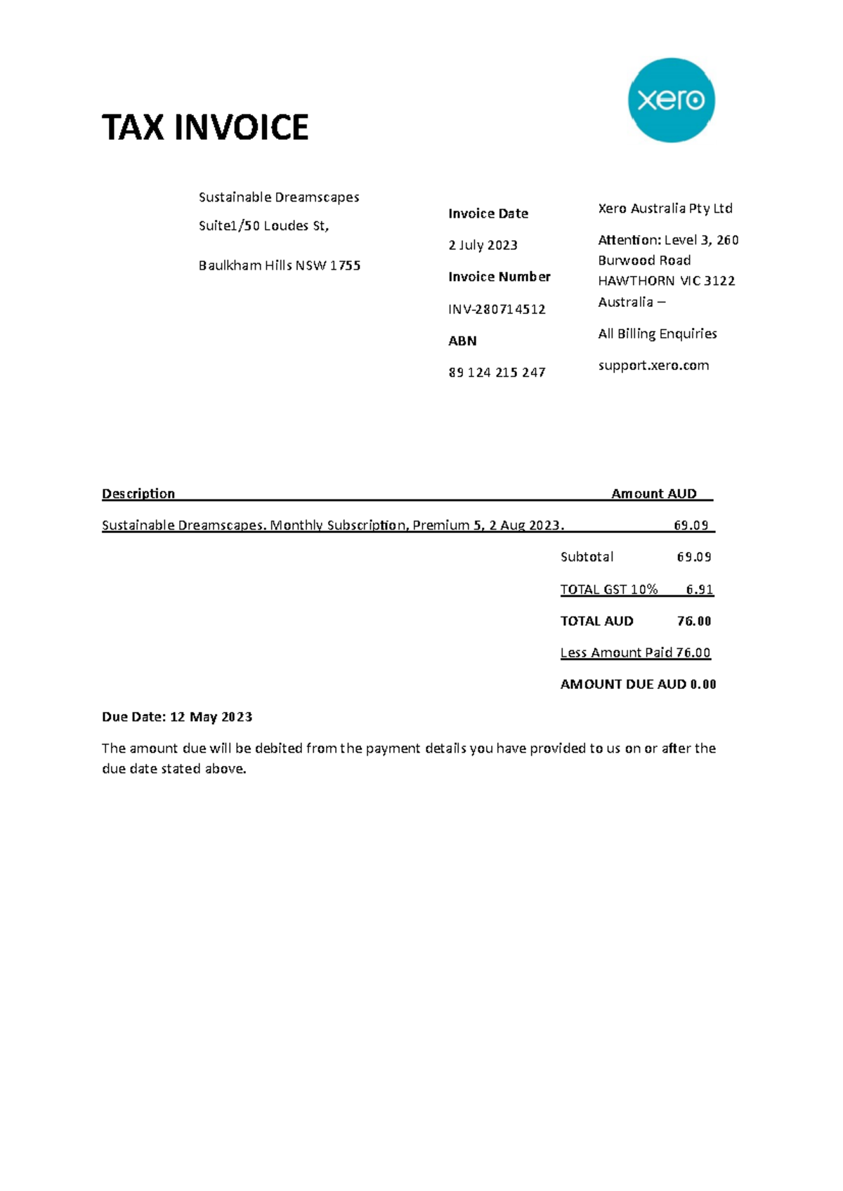 Xero INV-280714512 - Practice materials for Xero - TAX INVOICE ...