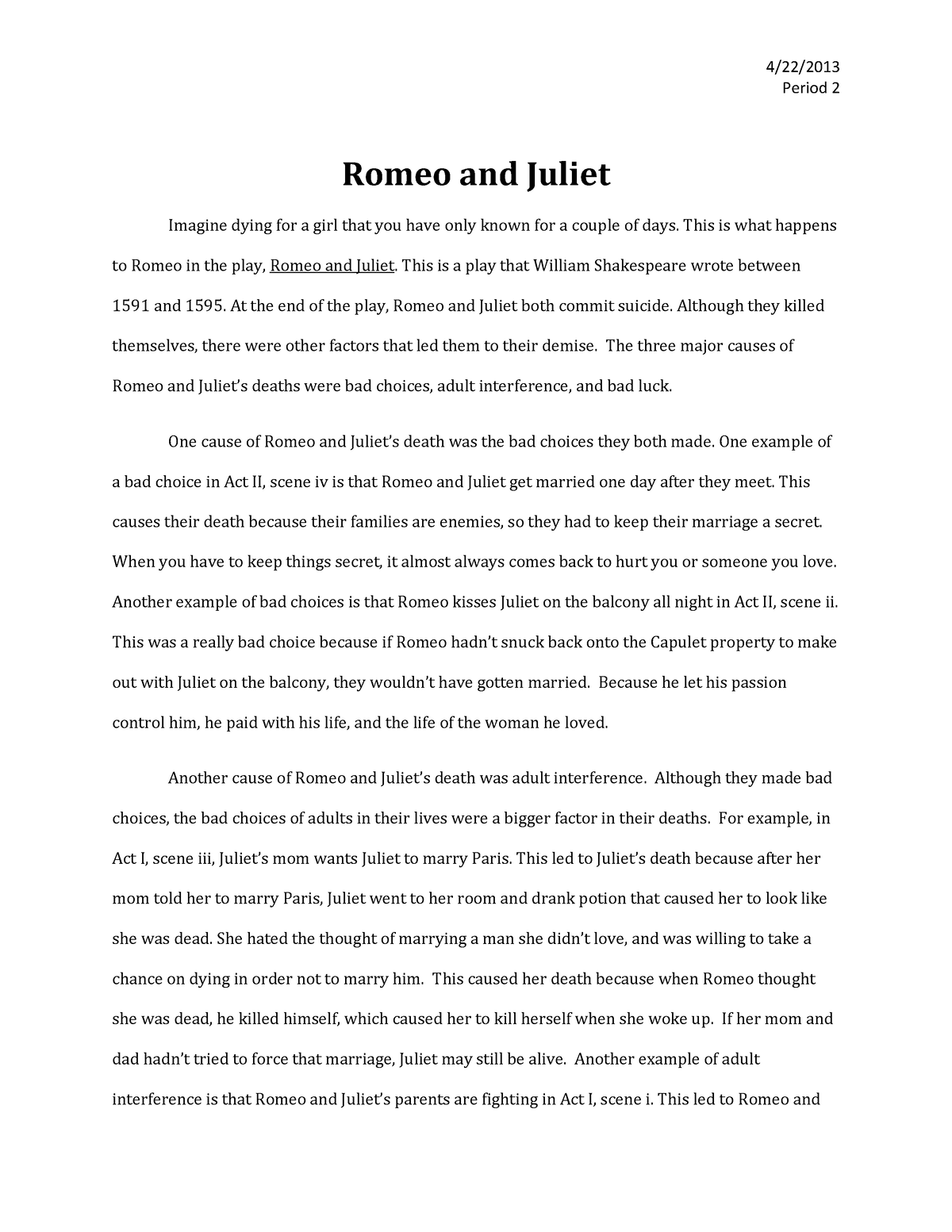 Romeo Julie - Best book report for maturita exam - 4/22/ Period 2 Romeo ...