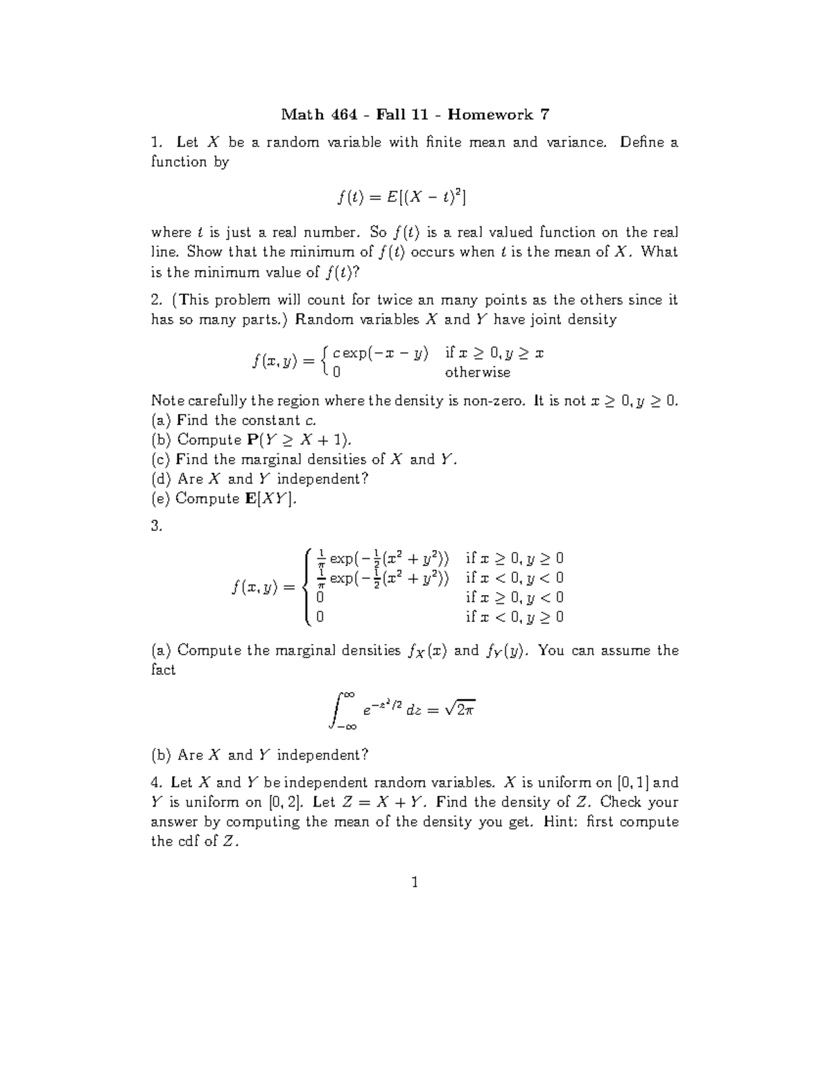 hmwk7-homework-assignment-7-math-464-fall-11-homework-7-1-let-x-be