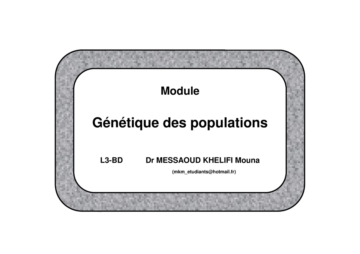 Cours Base Genetique De La Biodiversite 1 Ere Partie - Module Génétique ...