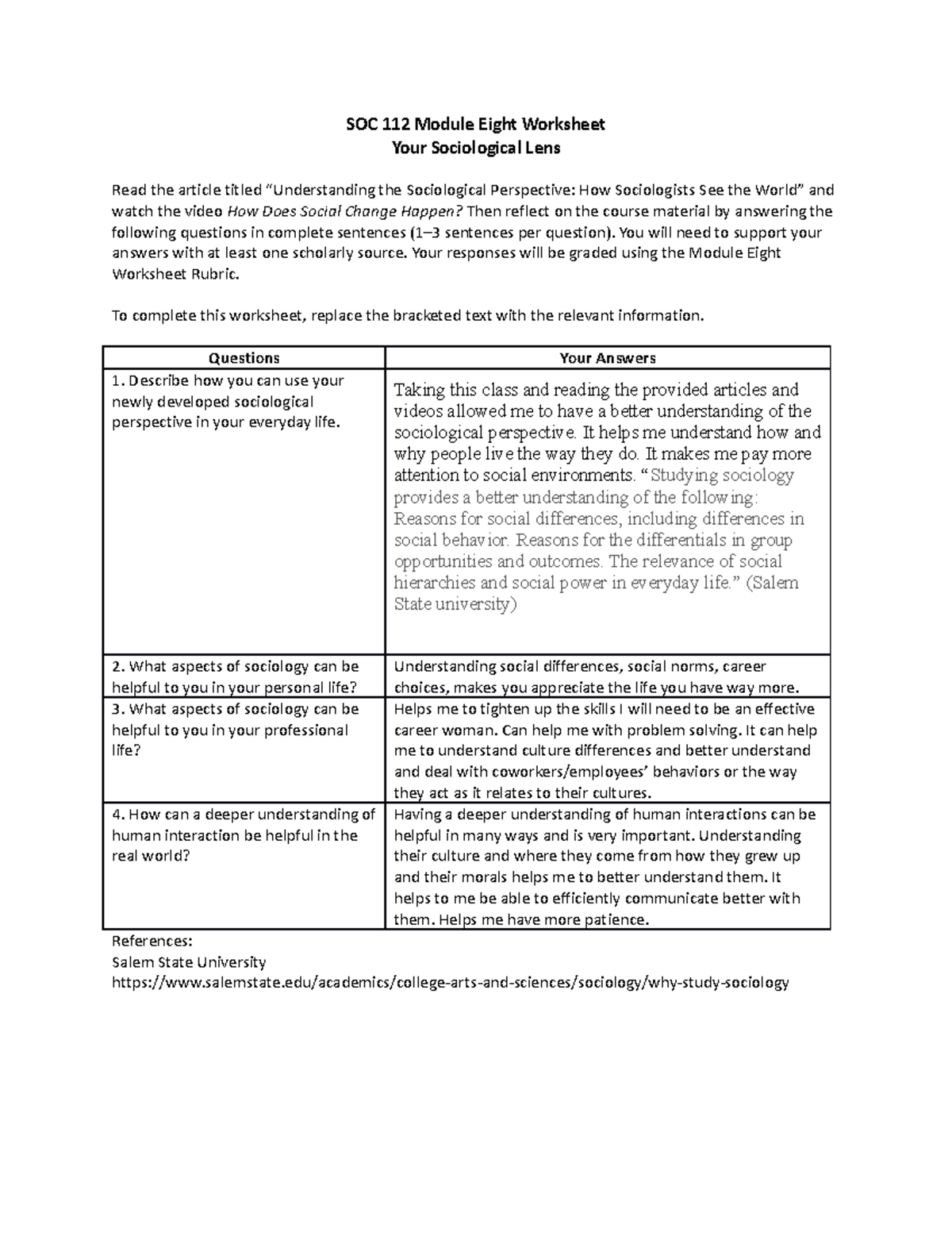 SOC 112 Module Eight Worksheet - SOC 112 Module Eight Worksheet Your ...