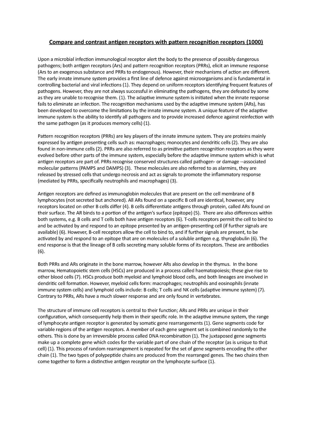 compare-and-contrast-antigen-receptors-with-pattern-recognition