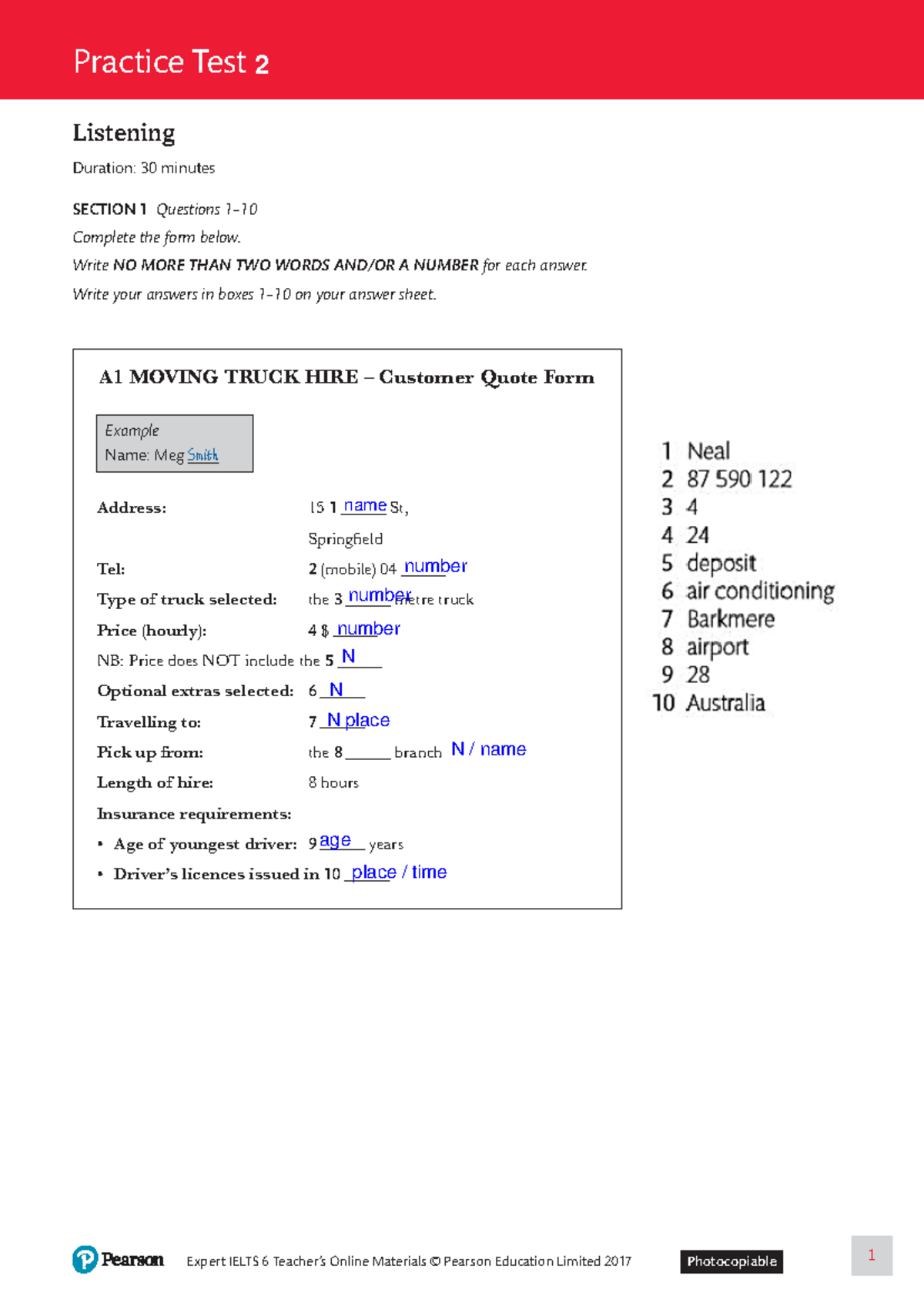 Practice test 2 Script - ielts - Listening Duration: 30 minutes SECTION ...