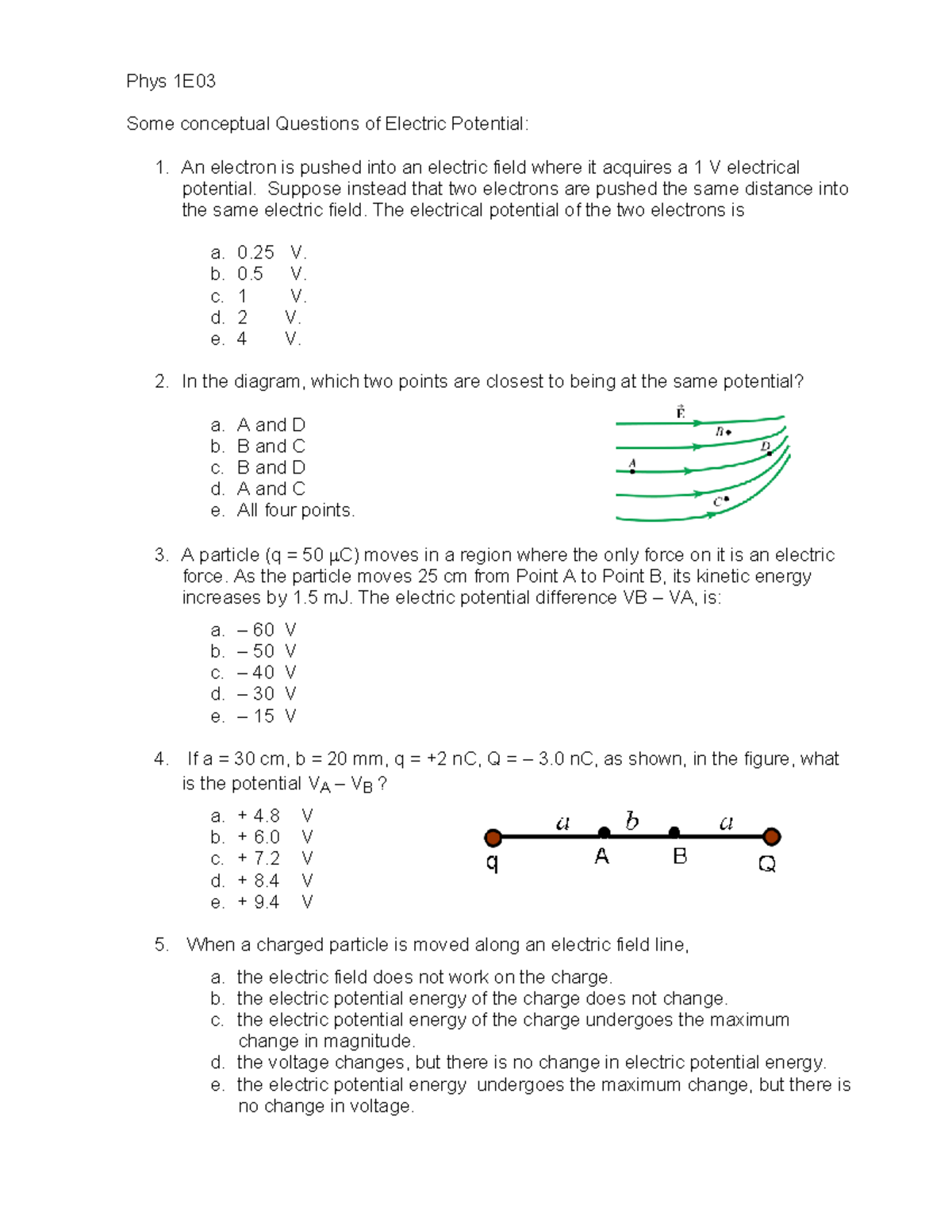 3 Electric Potential 1e03 Physics Studocu