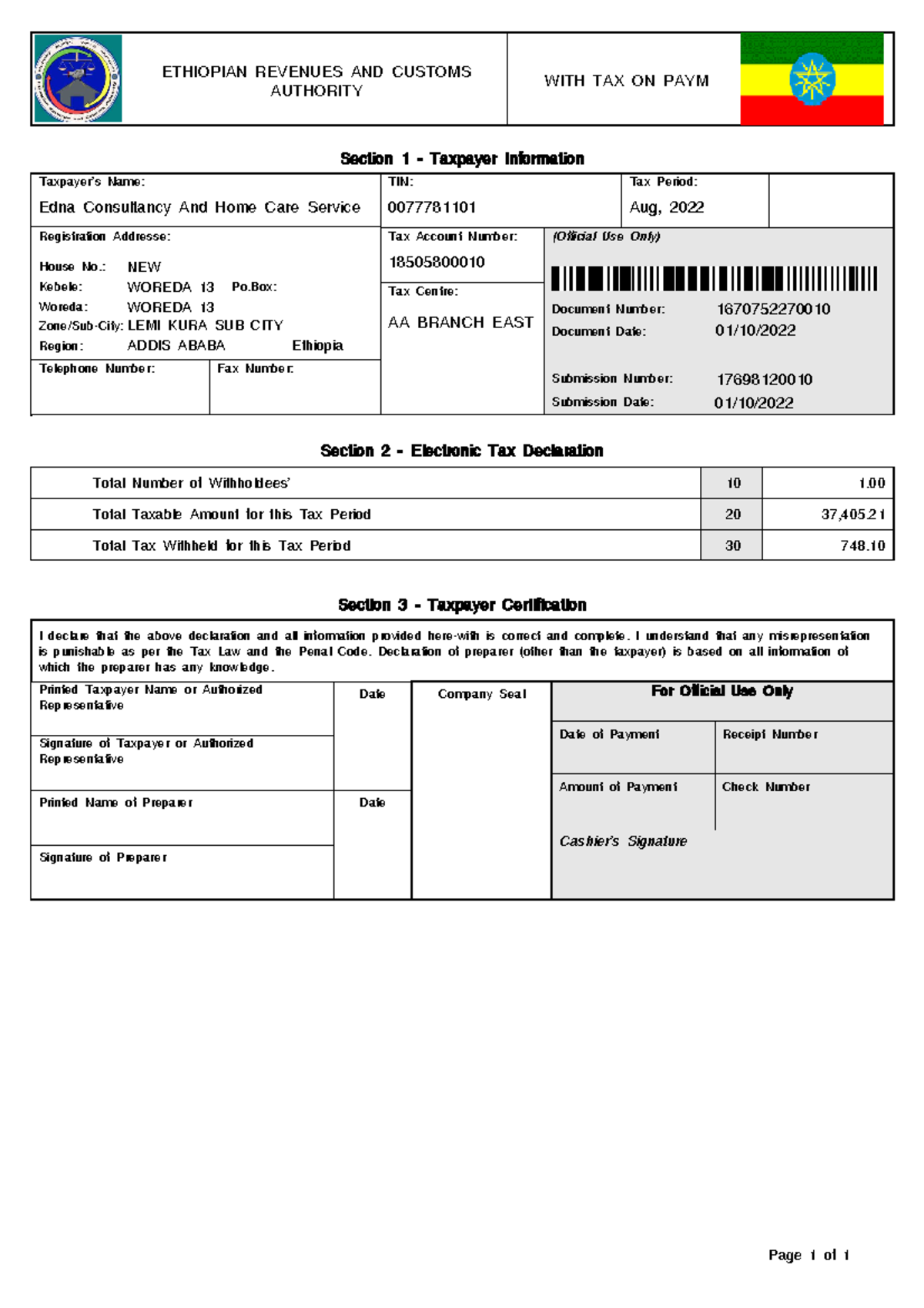 WHT - Accounting - WITH TAX ON PAYM ETHIOPIAN REVENUES AND CUSTOMS ...