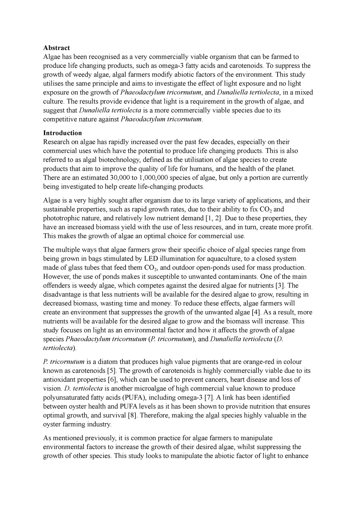 The effect of light on the growth of Phaeodactylum tricornutum, and ...