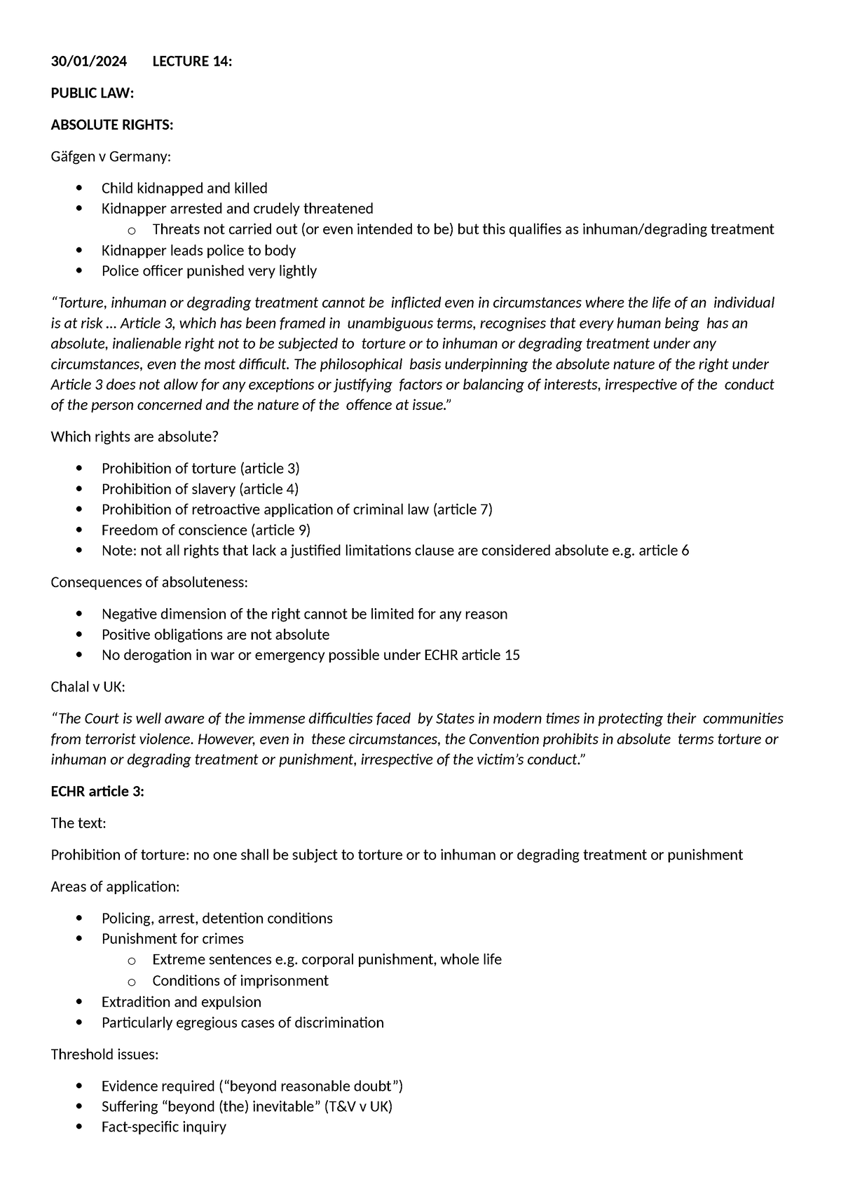 Lecture 14- absolute rights - 30/01/2024 LECTURE 14: PUBLIC LAW ...