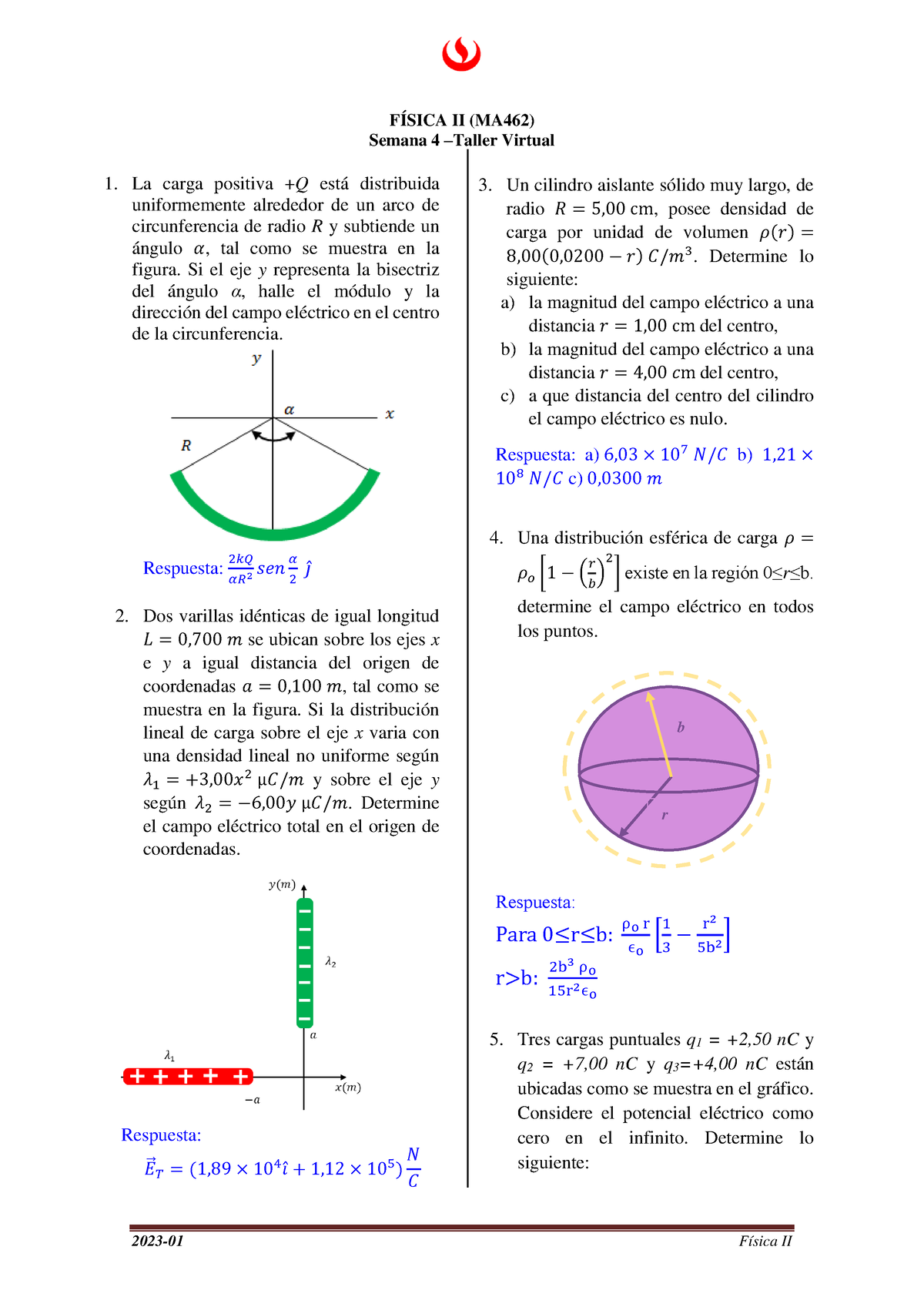 Taller Pc1 - REVISEN - 2023 - 01 Física II FÍSICA II (MA462) Semana 4 ...