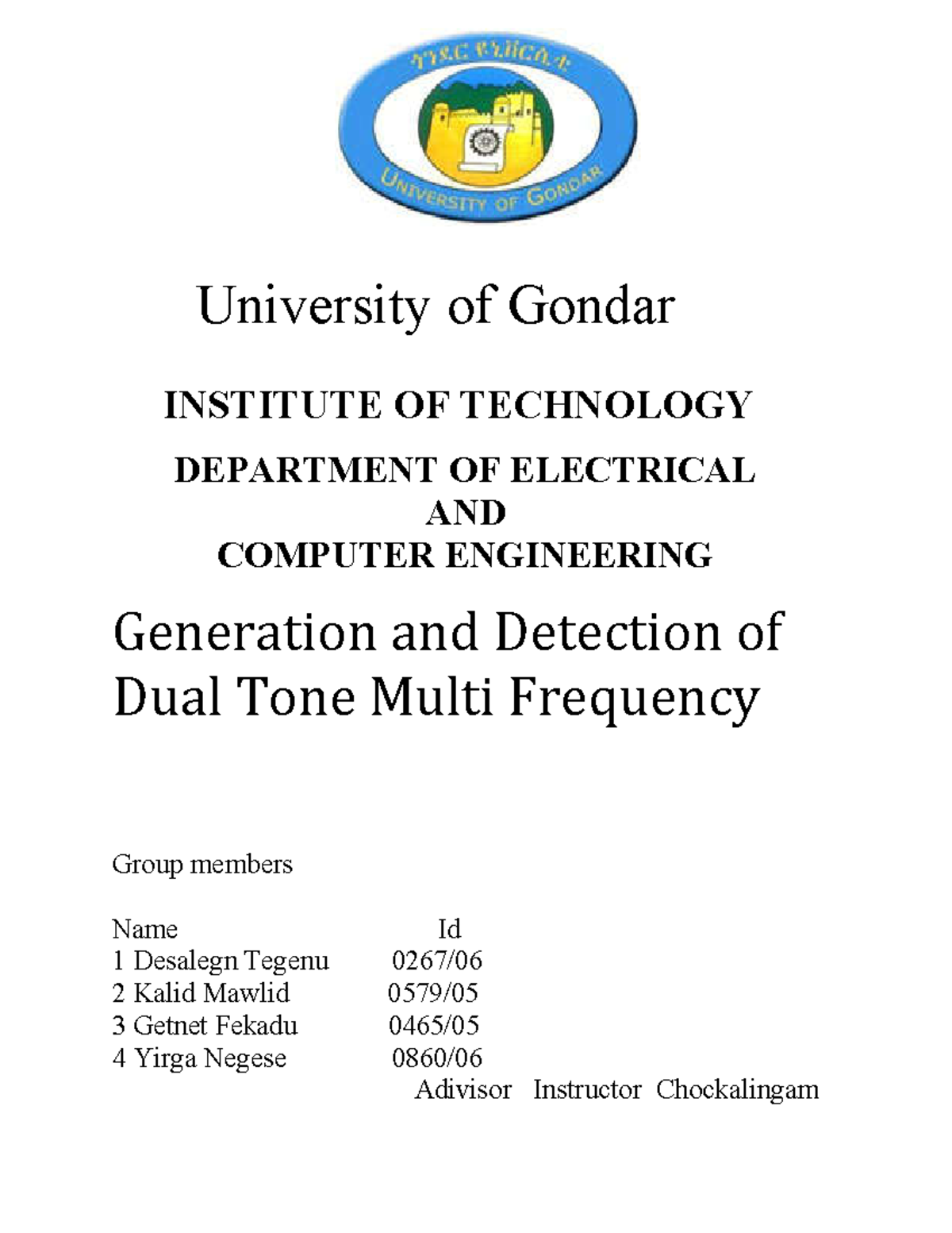 Communication - University of Gondar INSTITUTE OF TECHNOLOGY DEPARTMENT ...