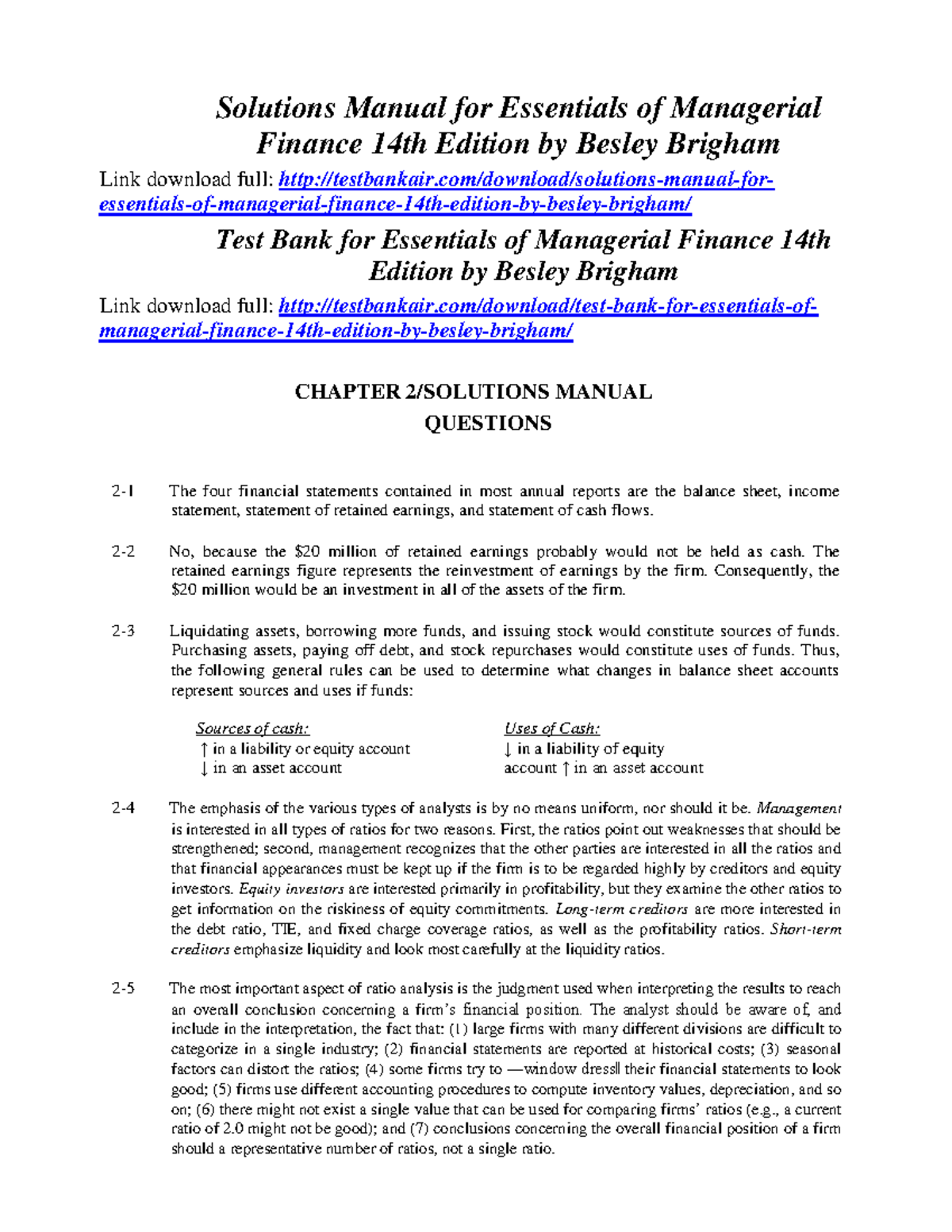 Download Solutions Manual For Essentials Of Managerial Finance 14th Download Solutions Manual For Essentials Of Managerial Finance 14th