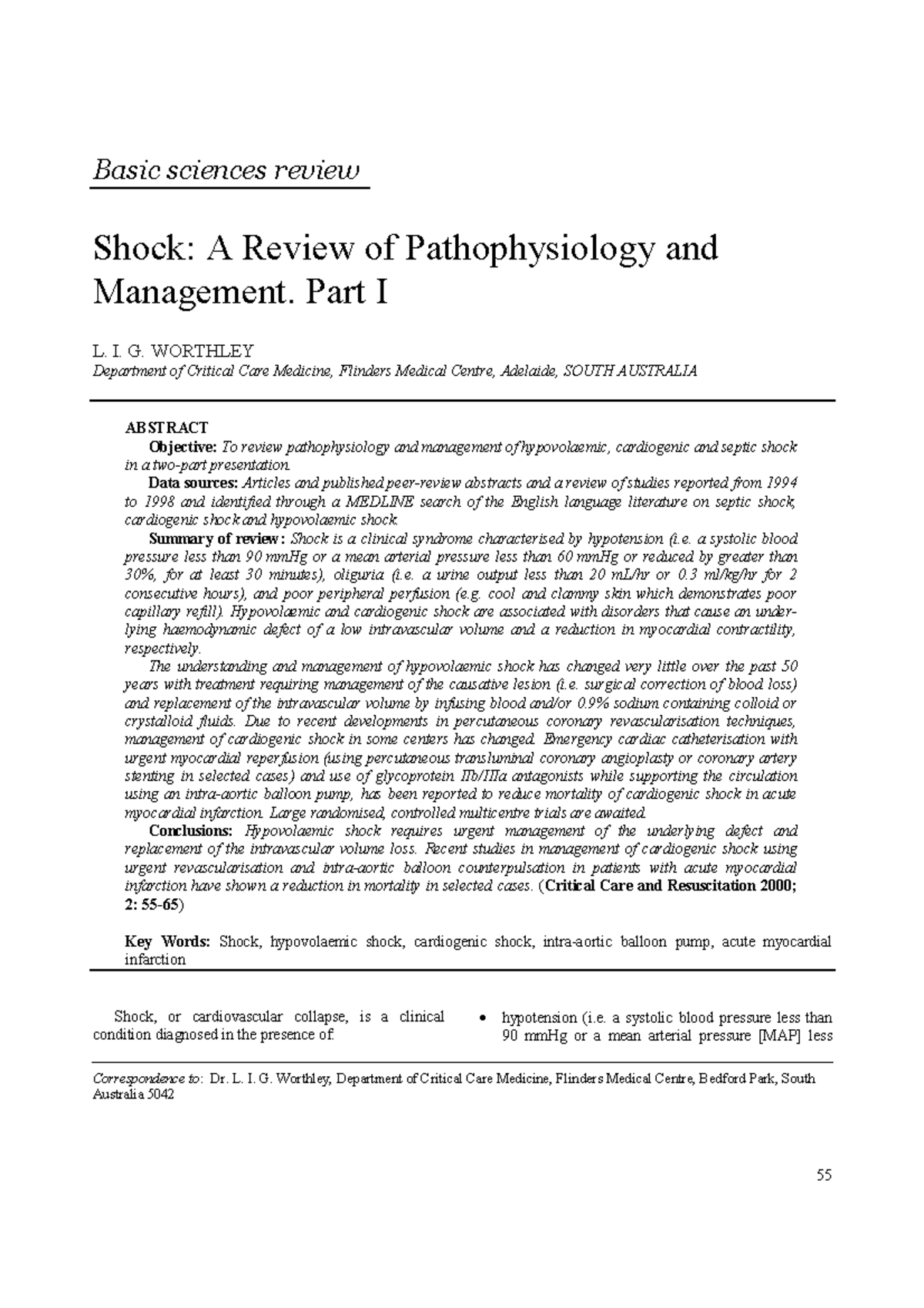 55 65 Shock A review - artículo - Basic sciences review Shock: A Review ...