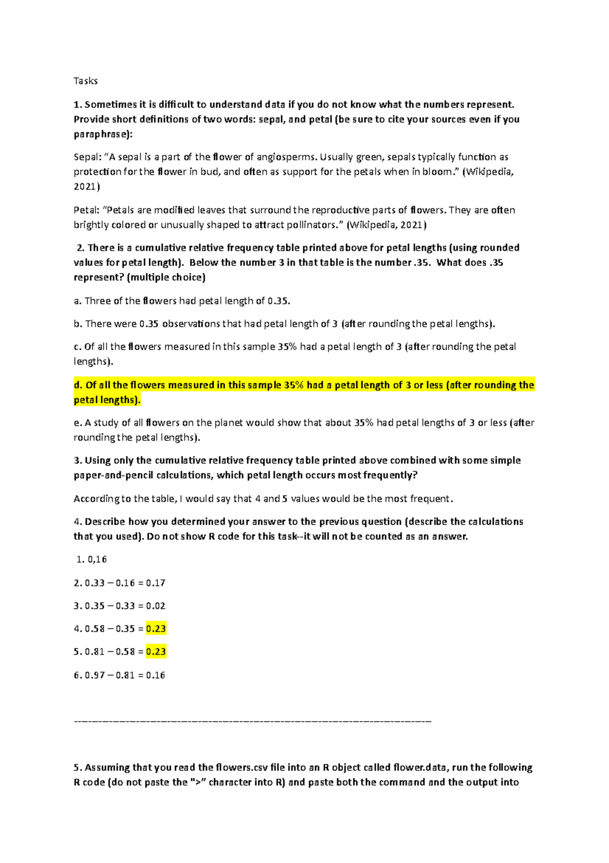 Assignment Unit 2 Intro To Statistics - Tasks 1. Sometimes It Is ...