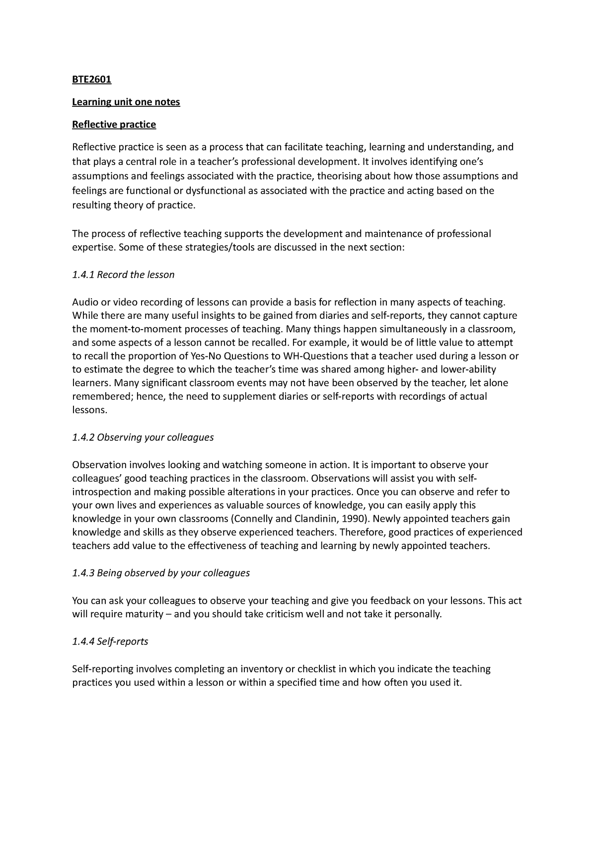 BTE2601 Leaning unit 1 - unit 1 - BTE Learning unit one notes ...