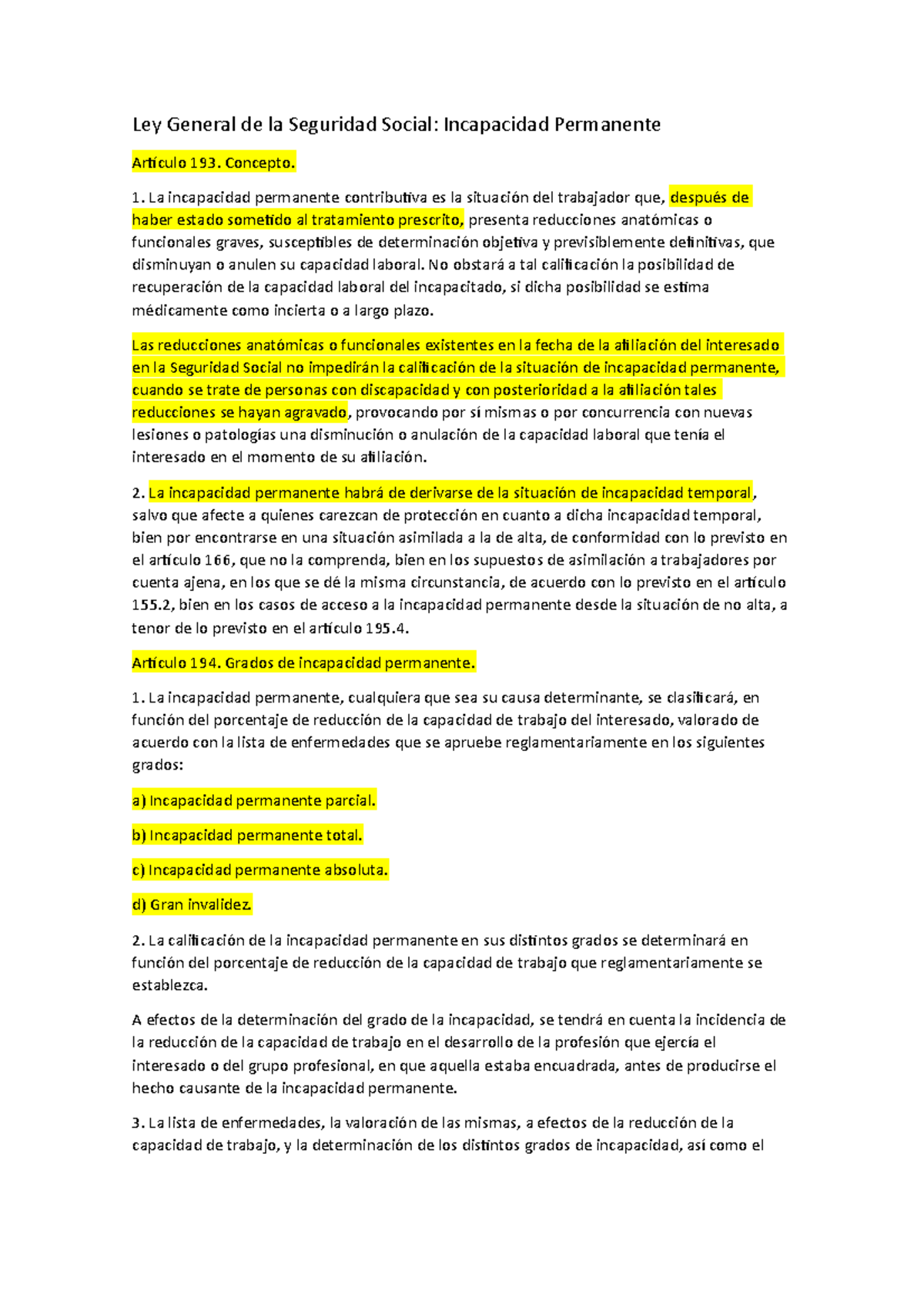ARTS 193 ss LGSS - APUNTES - Ley General de la Seguridad Social ...