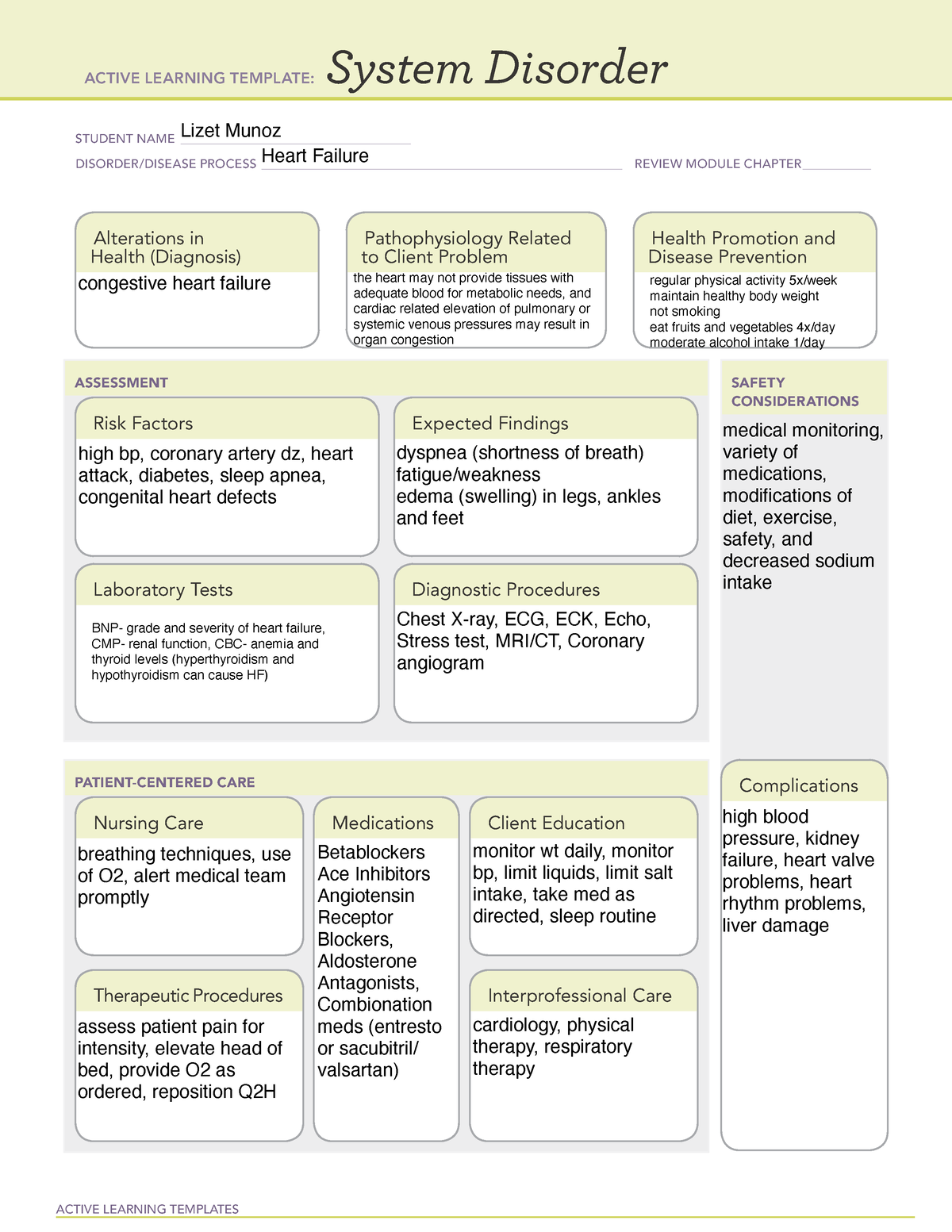 Heart Failure - Diagnosis Cards - ACTIVE LEARNING TEMPLATES System ...