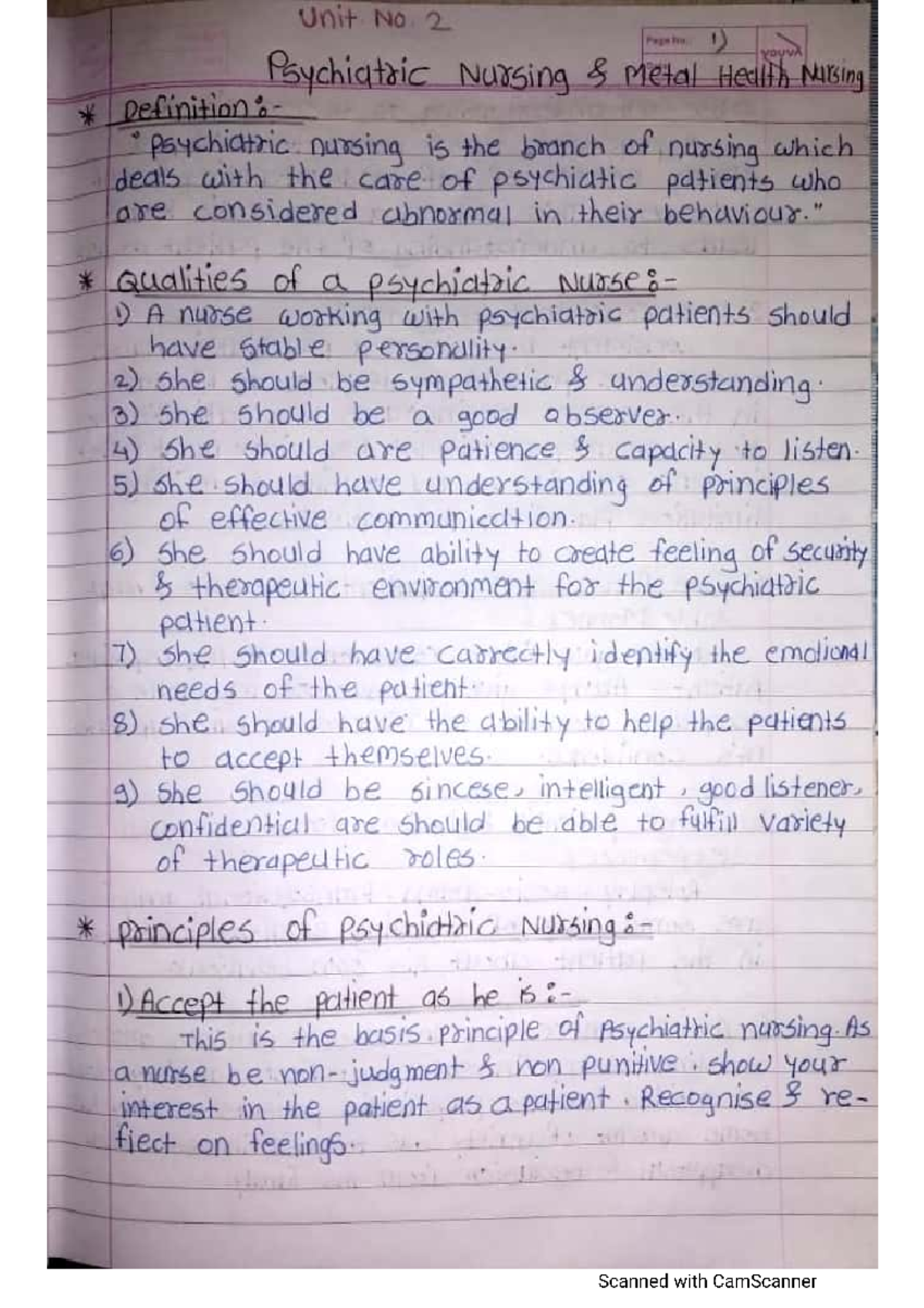 Unit No 2 Psychiatric Nursing And Mental Health - NUR 400 - Studocu