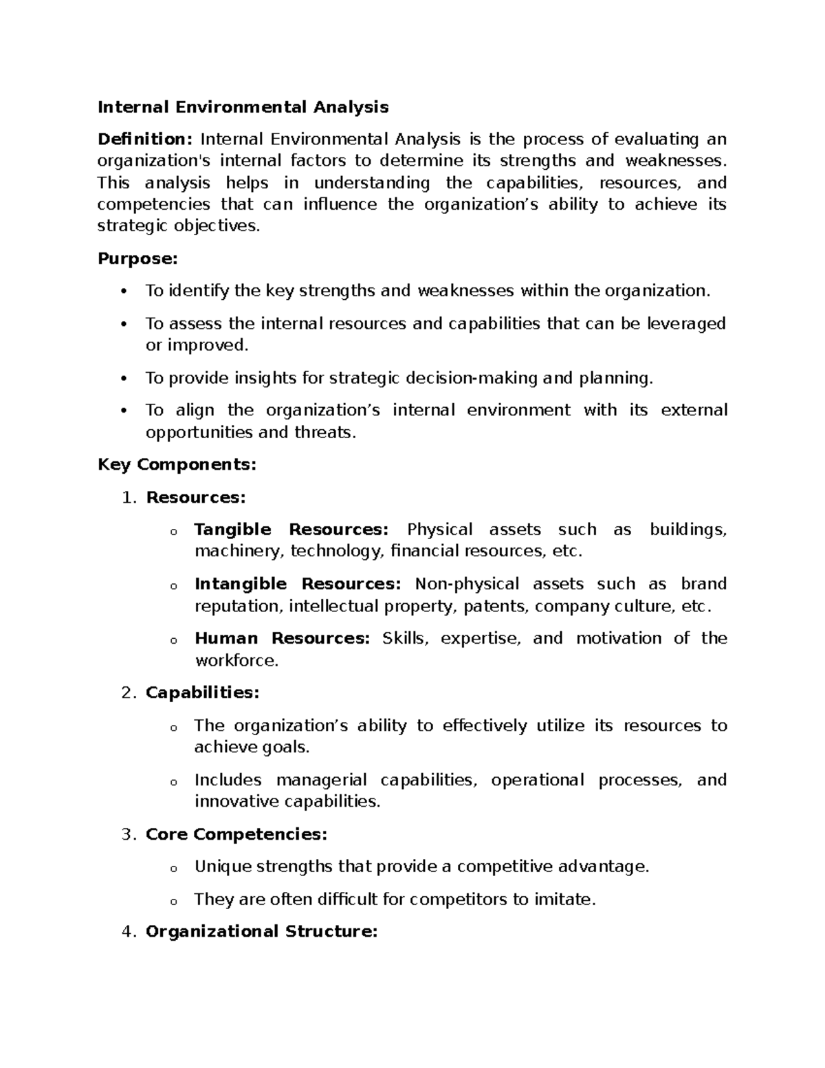 Internal Environmental Analysis Chapter 5 - Internal Environmental ...