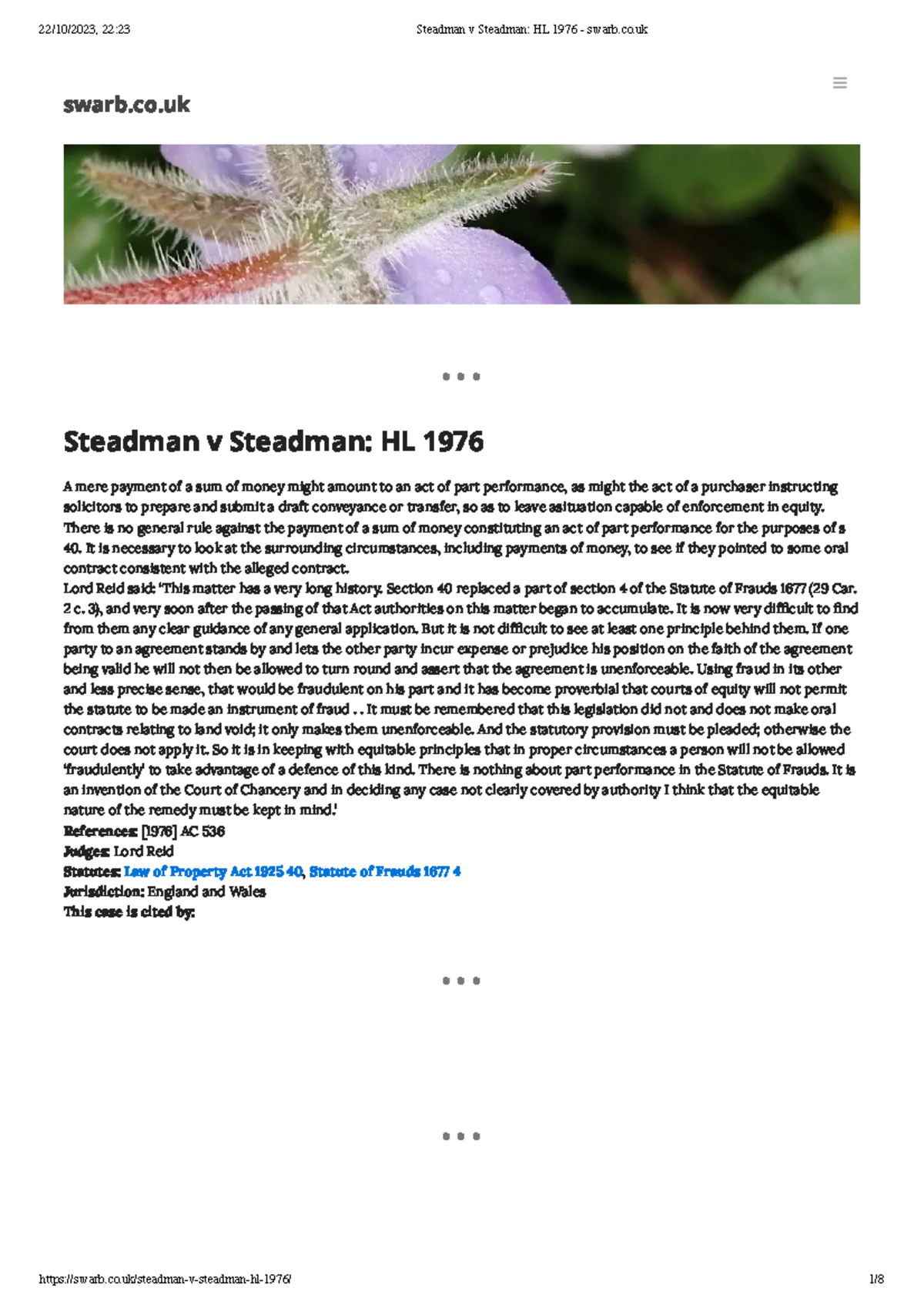 Steadman v Steadman HL 1976 swarb swarb.co Steadman v Steadman HL