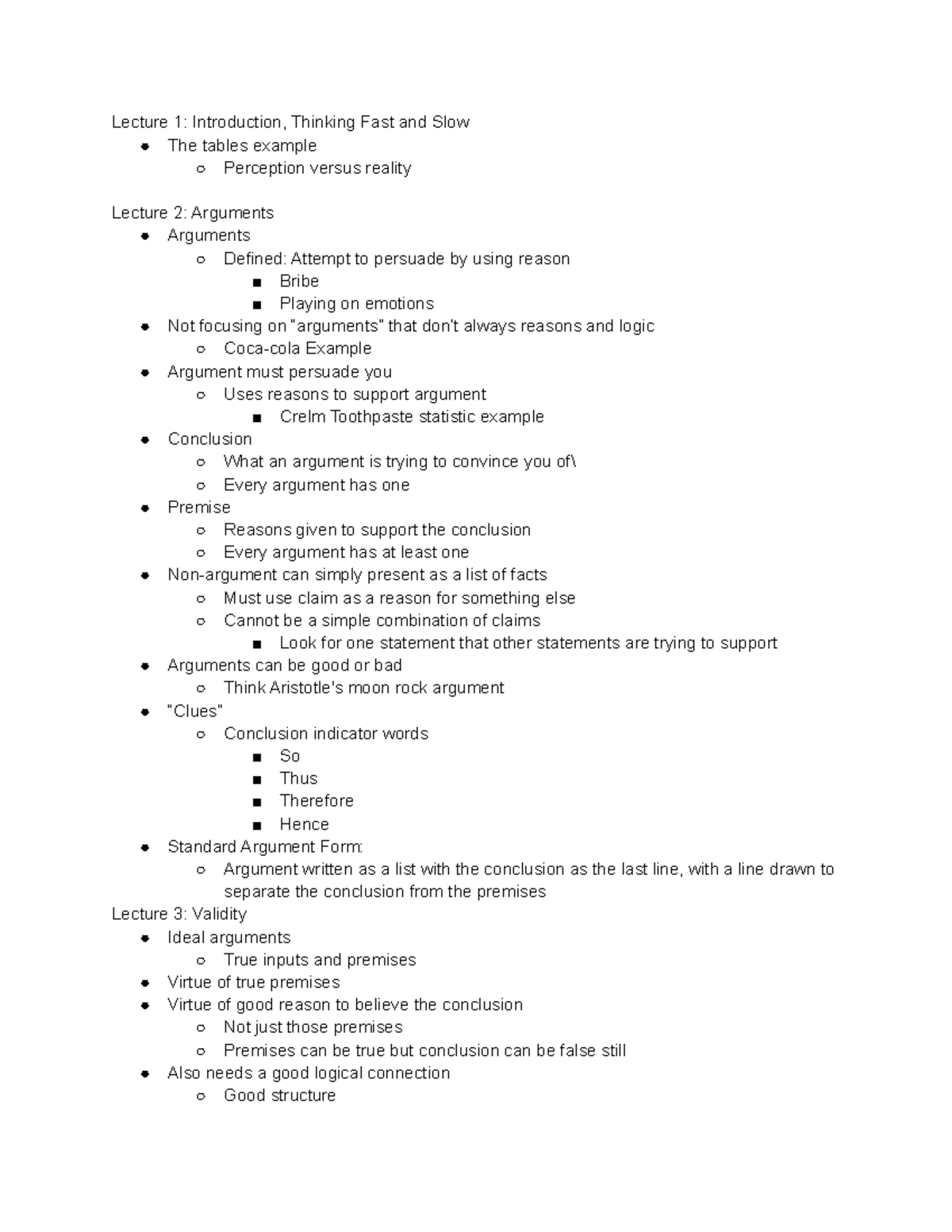 PHIL 110 Lecture Notes - Lecture 1: Introduction, Thinking Fast And ...