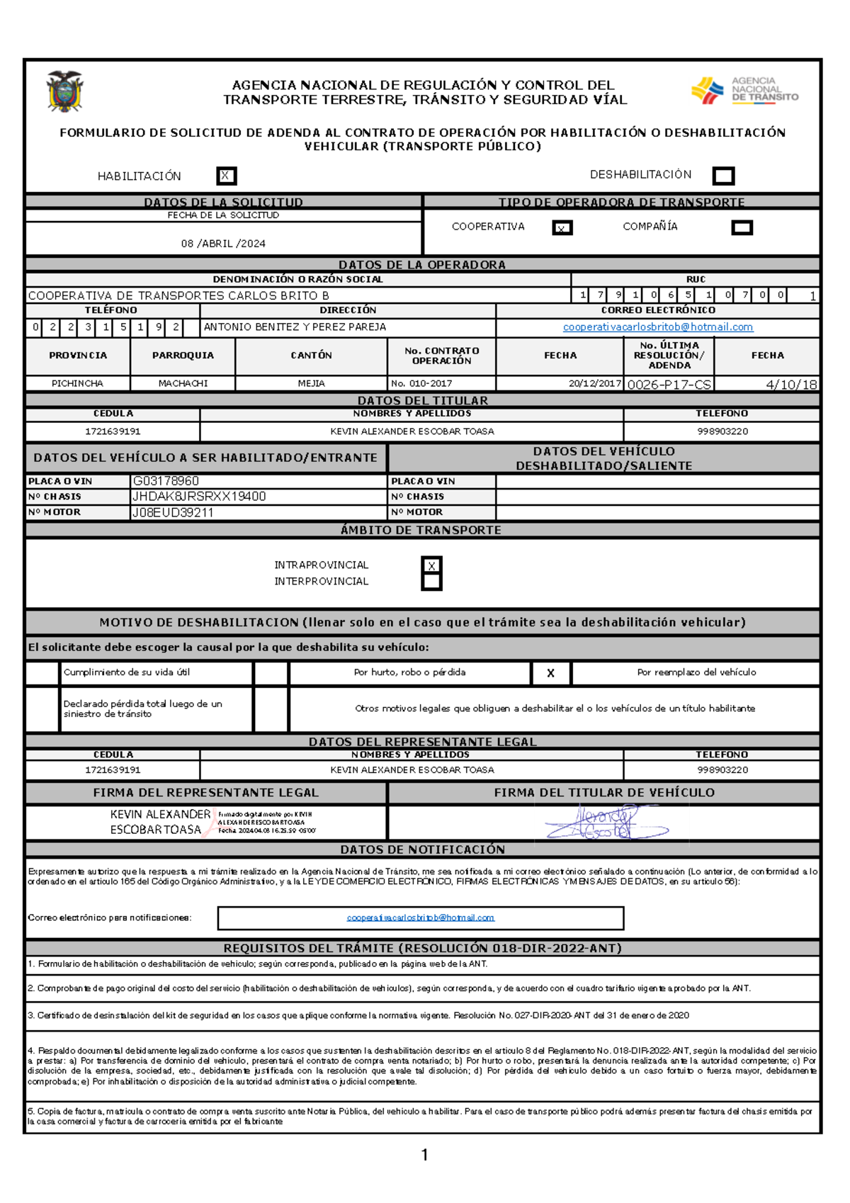 Formulario Habilitacion Disco 20 Firmado - AGENCIA NACIONAL DE ...