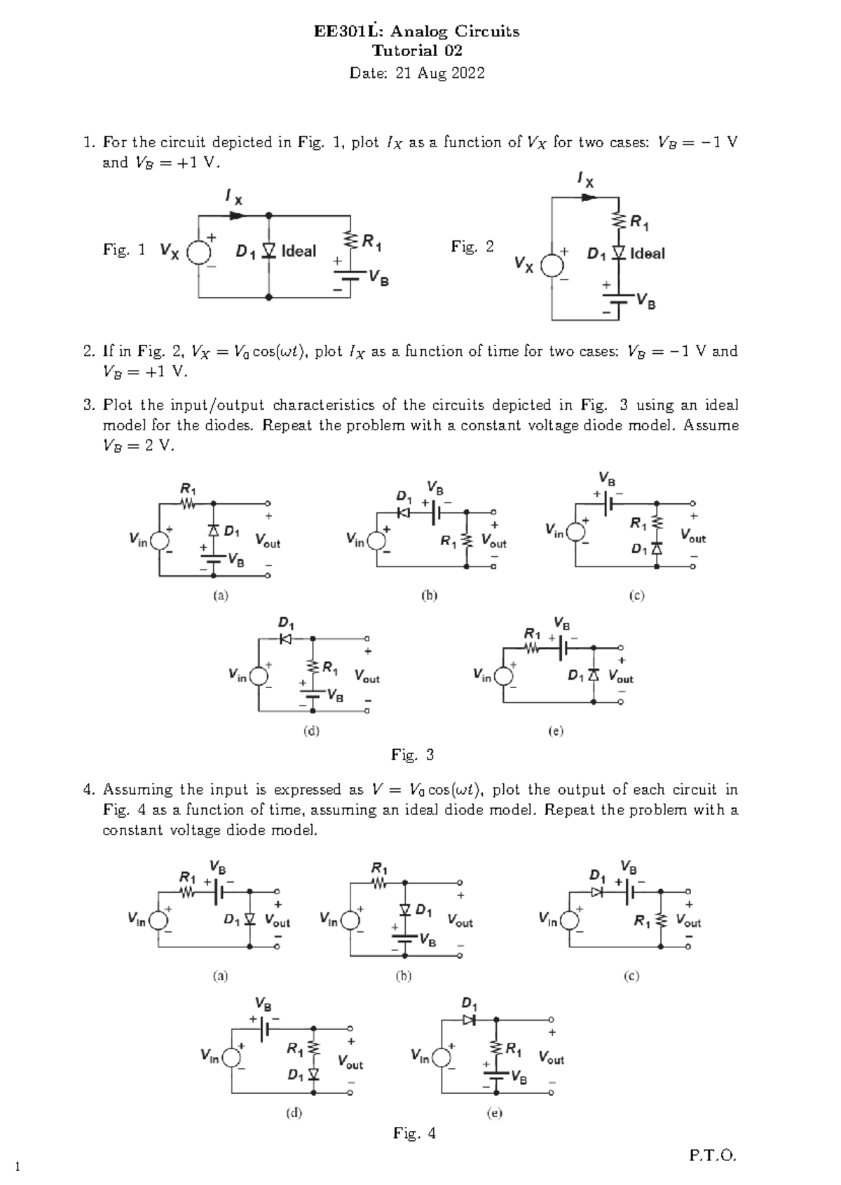 Tutorial 02 - Analog Practice Material - 1 EE301L: Analog Circuits ...