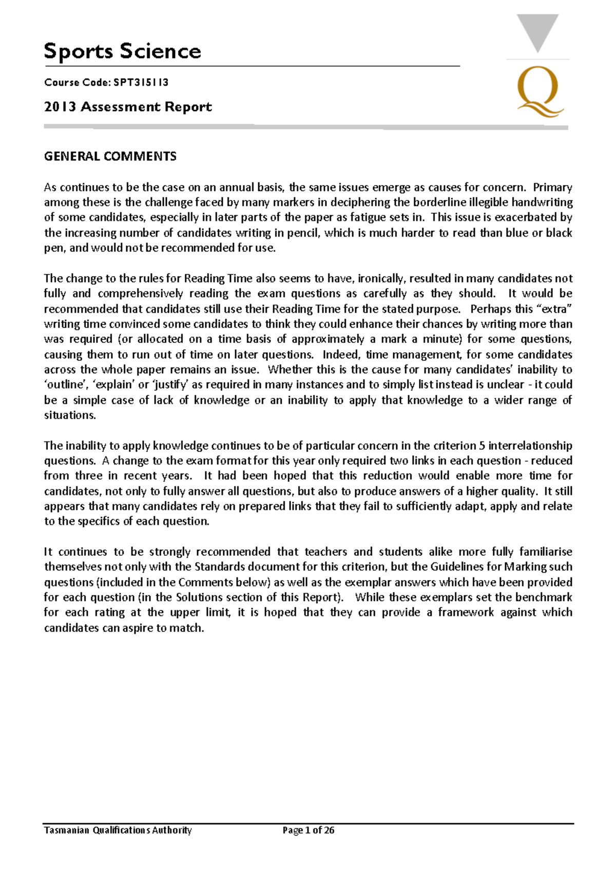 Sports Science Assessment Report - Studocu