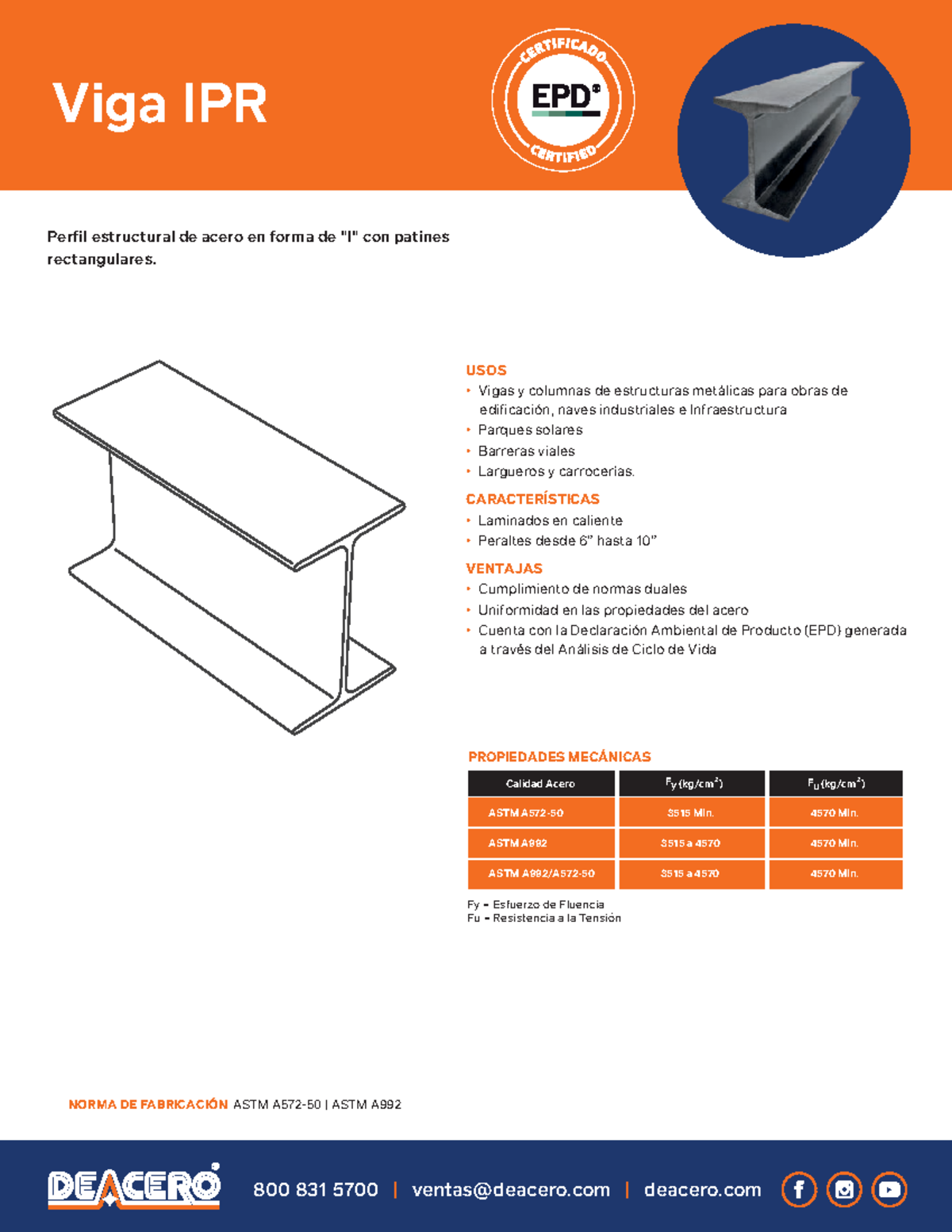 Vigas Ipr Estructurales Deacero Ficha Tecnica Perfil Estructural De Acero En Forma De Studocu