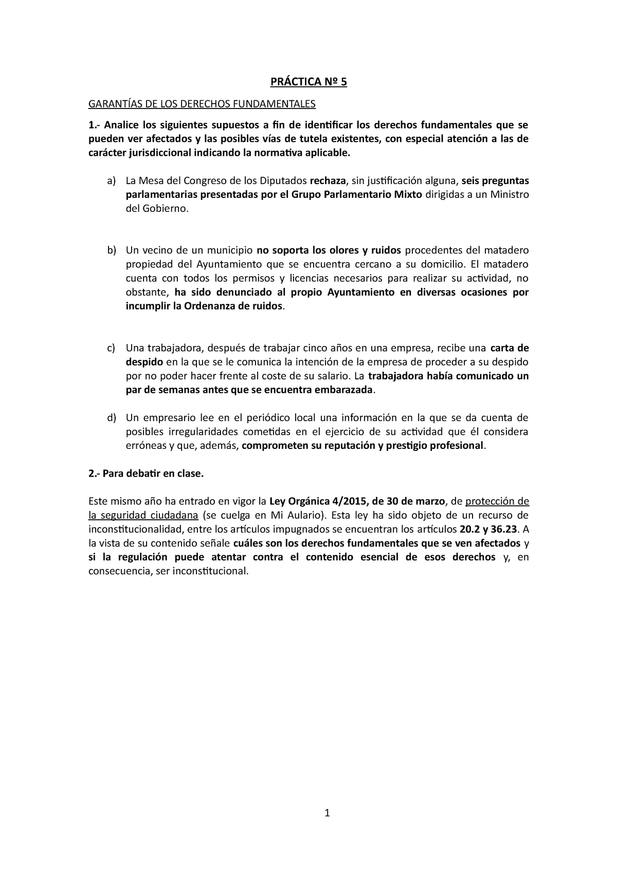 Práctica 5 - Práctica - PRÁCTICA Nº 5 GARANTÍAS DE LOS DERECHOS ...