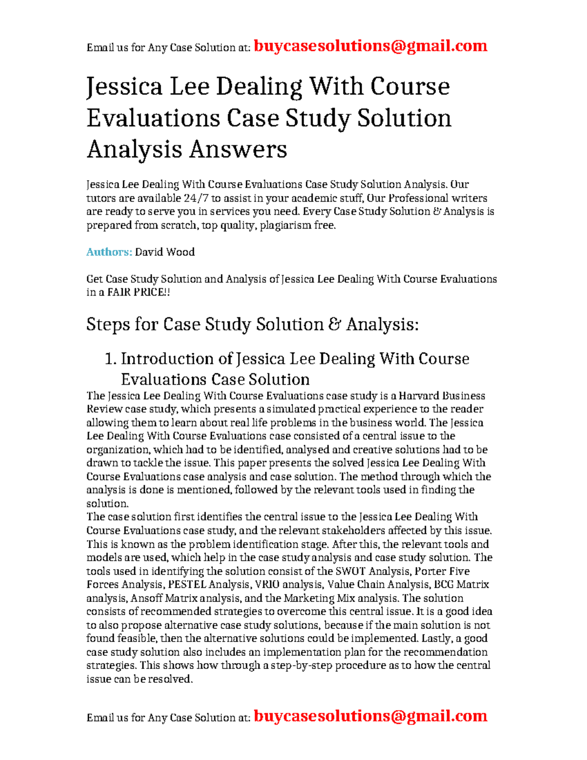 Case Solution Jessica Lee Dealing With Course Evaluations - Jessica Lee ...