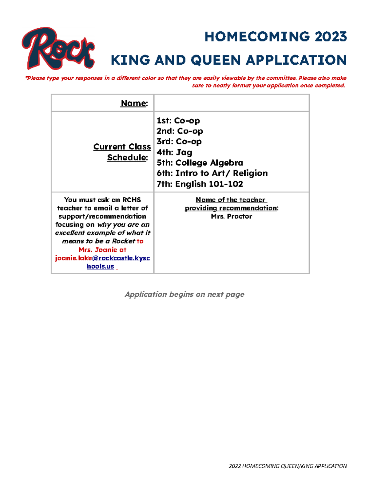 Trenton Wilson 2023 Application 2023 KING AND