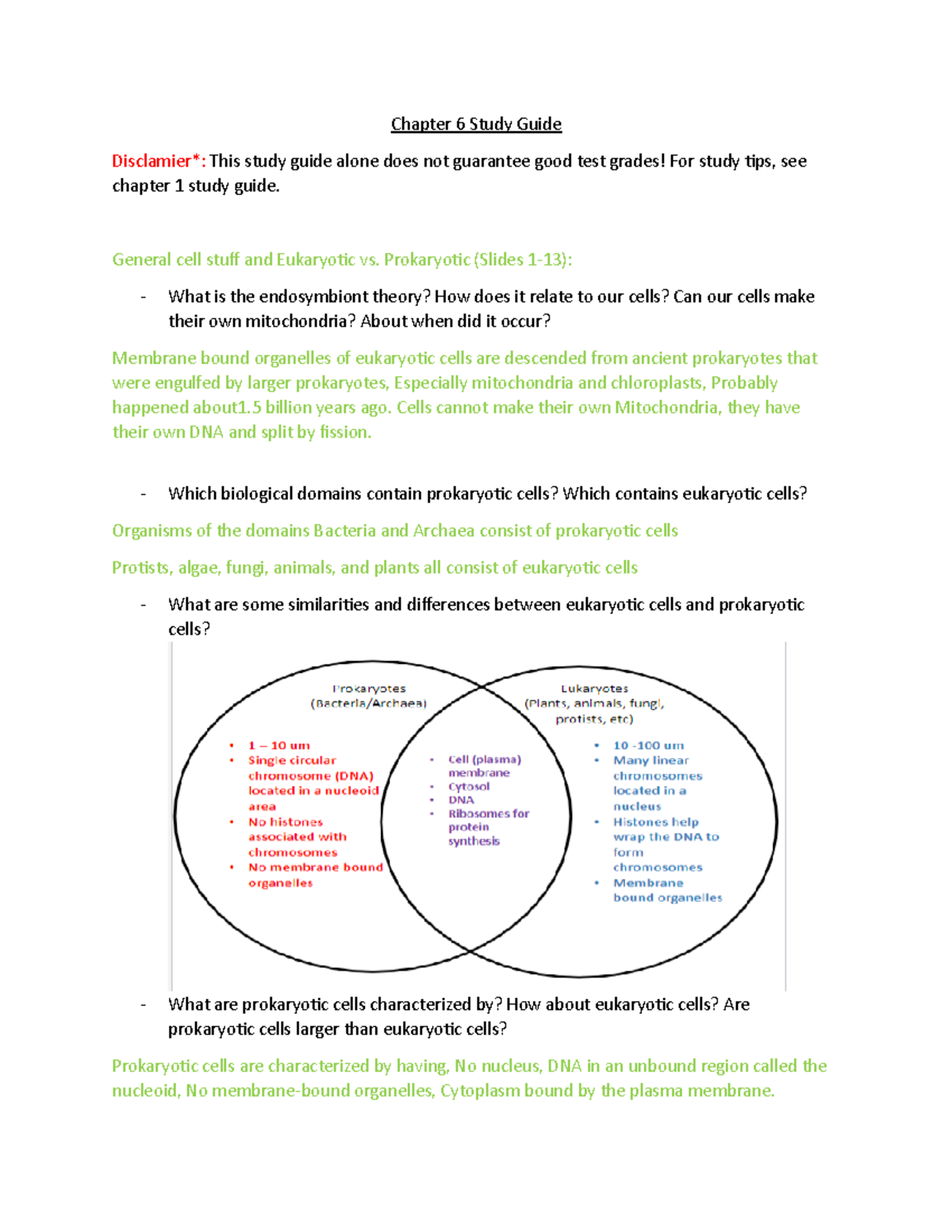 Hoch Chapter 6 Study Guide Complete - BIOL 1500 - NSU - Studocu