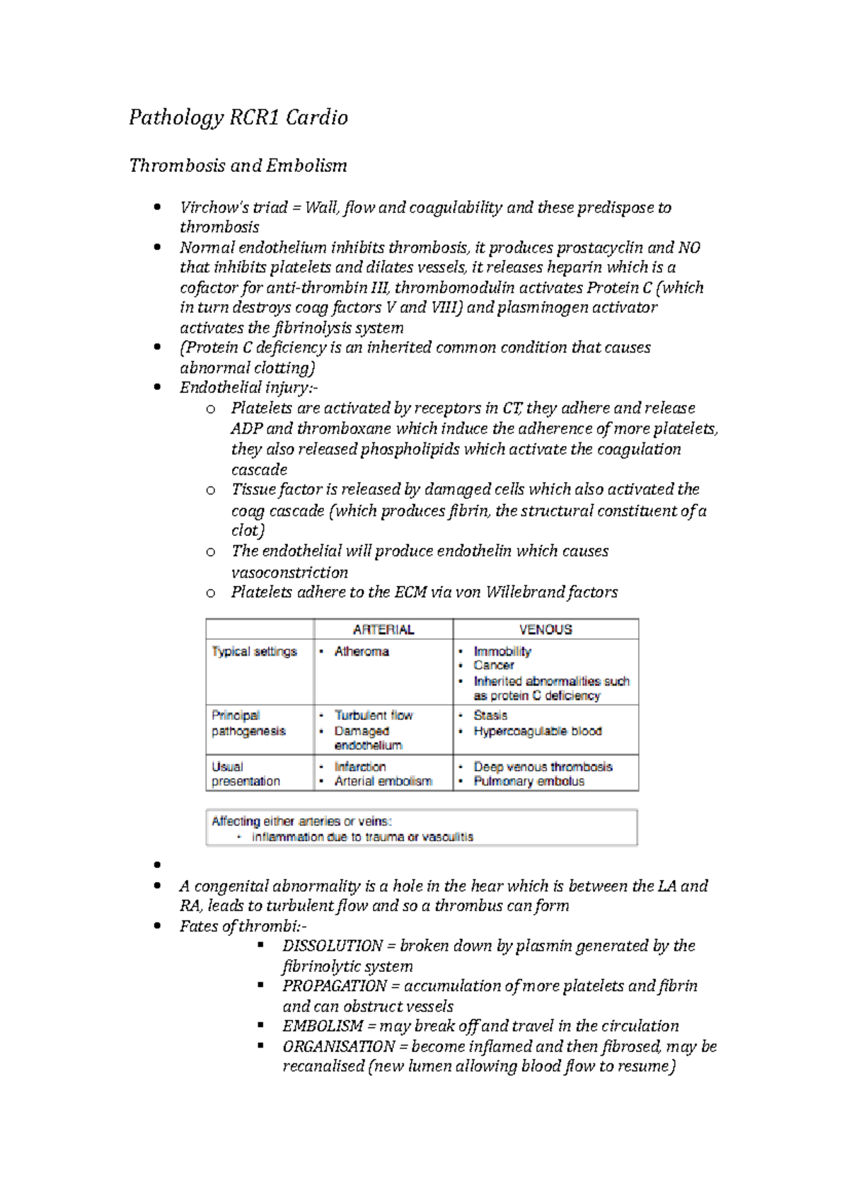 Pathology RCR1 Cardio - Lecture notes Year 1 - Pathology RCR1 Cardio ...