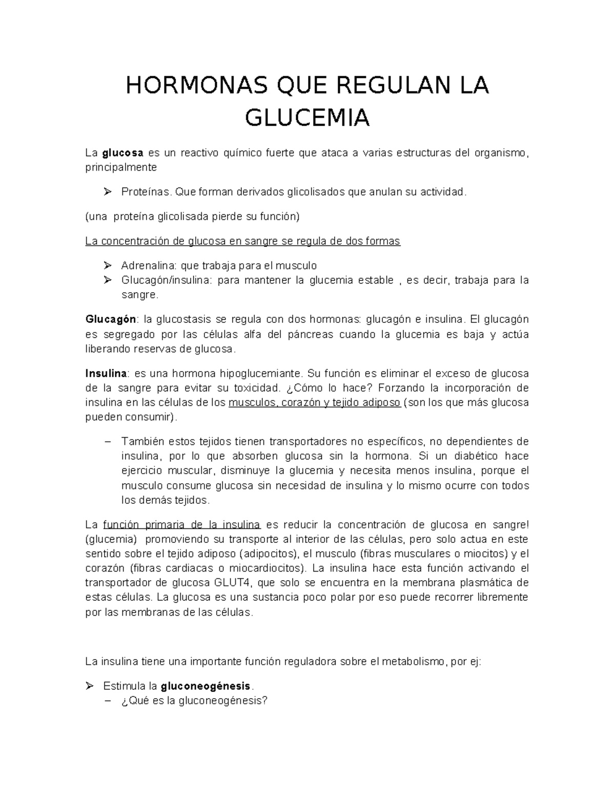 Hormonas QUE Regulan LA Glucemia - DBT - HORMONAS QUE REGULAN LA ...