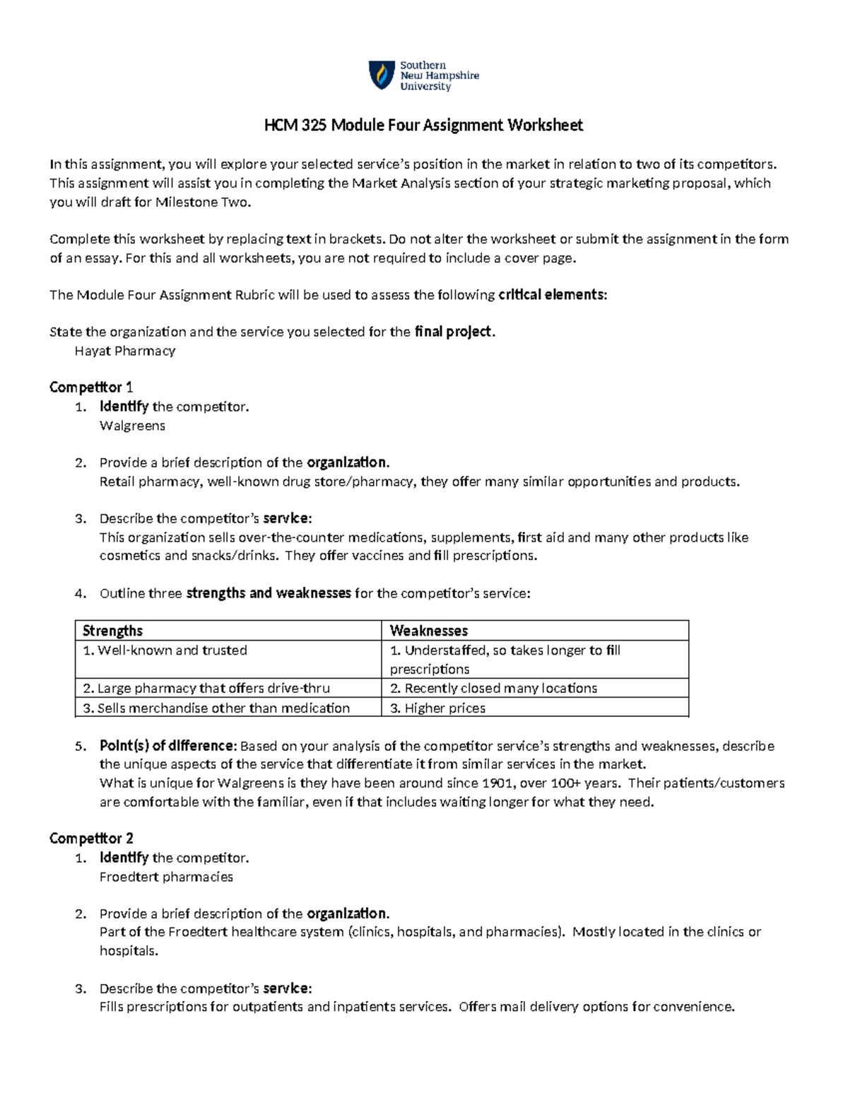 HCM 325 Module Four Assignment Worksheet - This assignment will assist ...