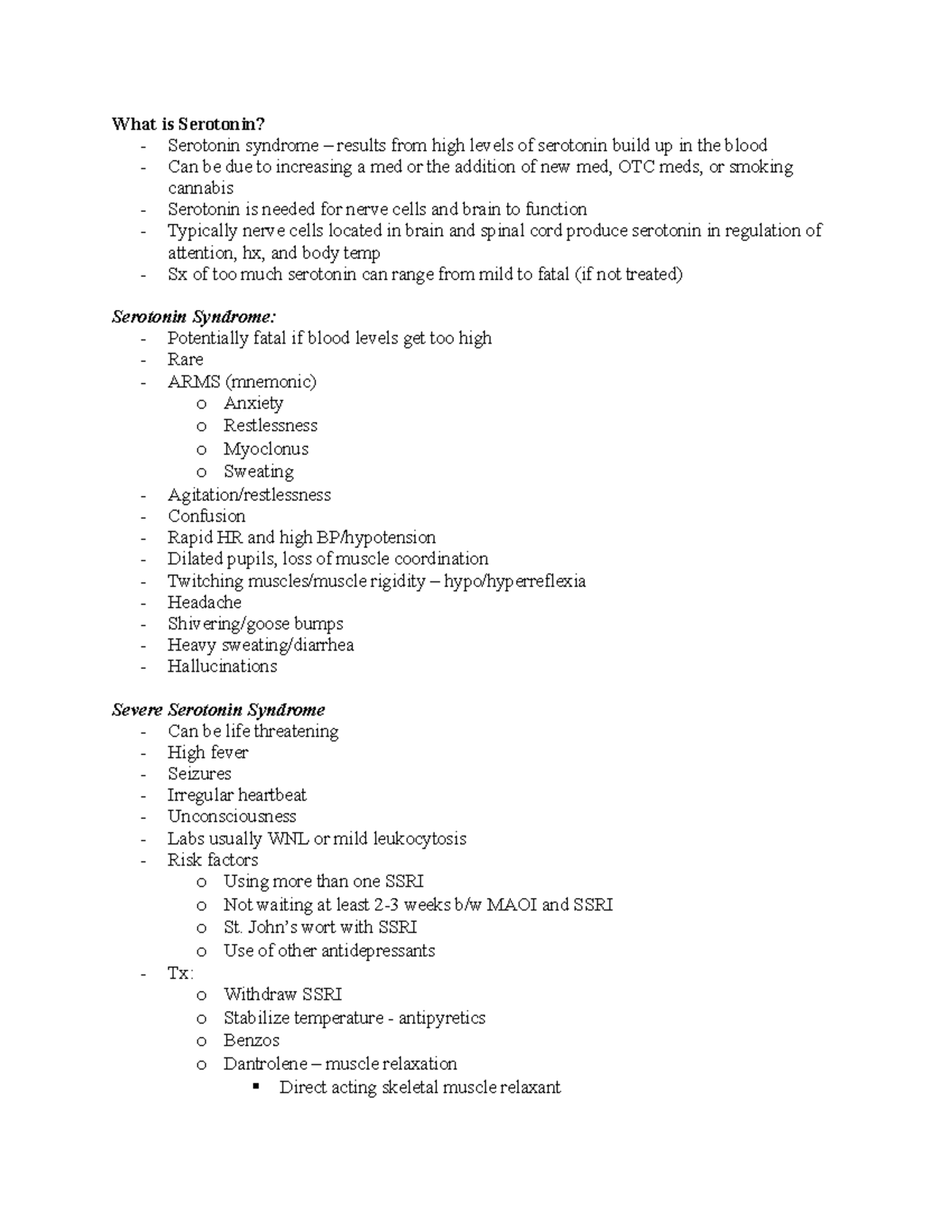 806 Week 5 Serotonin What Is Serotonin Serotonin Syndrome Results