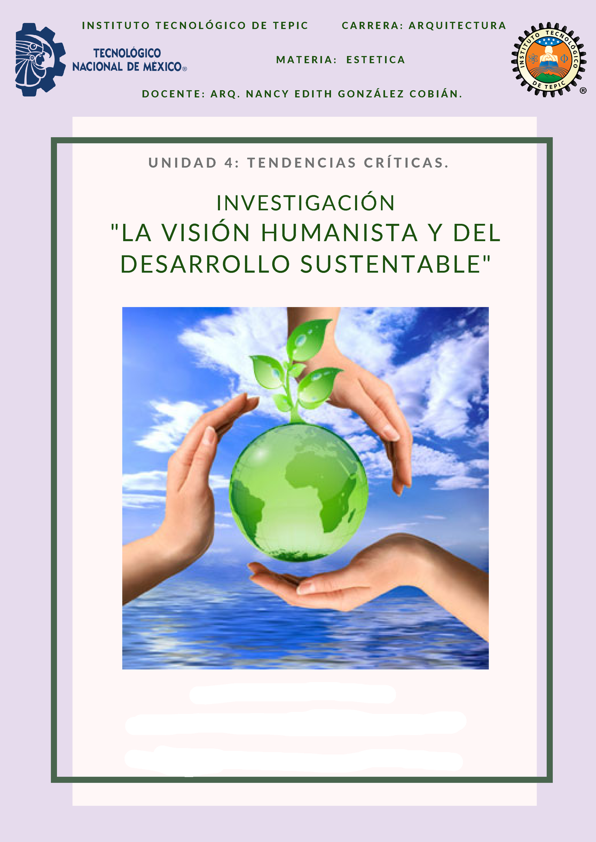 Investigación La Visión Humanista Y Del Desarrollo Sustentable   I N S