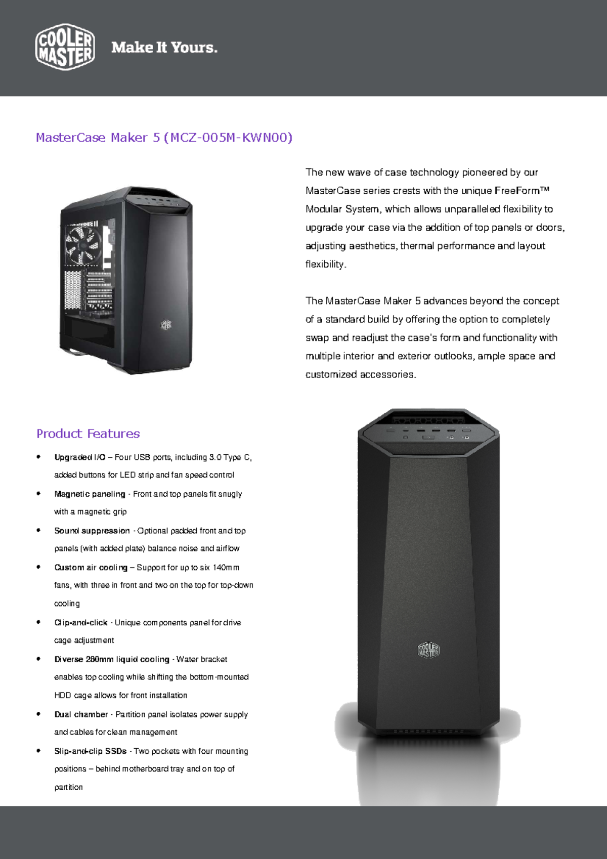 Master Case Maker 5 - Product Sheet - MasterCase Maker 5 (MCZ-005M ...