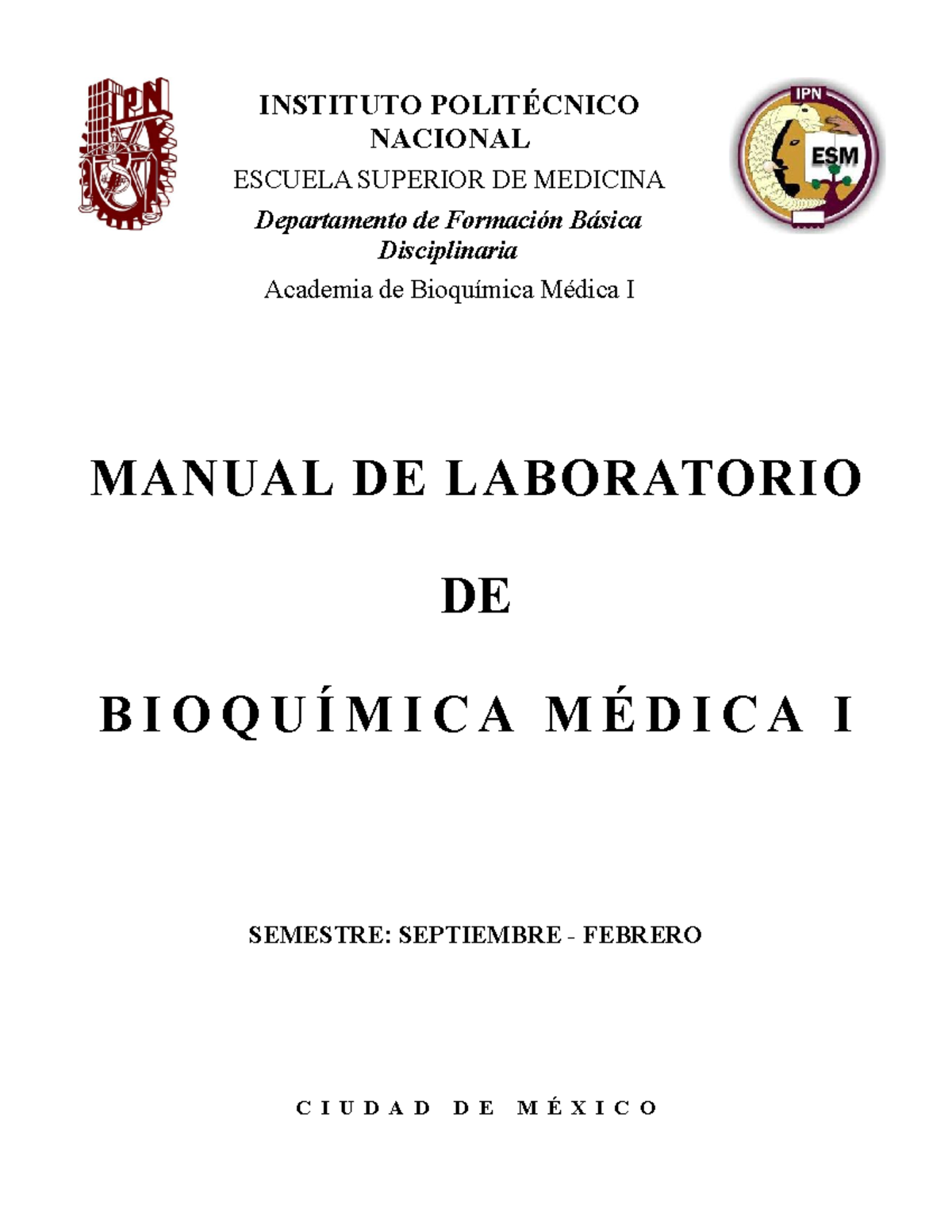 Bioca Manual 2021 - INSTITUTO POLITÉCNICO NACIONAL ESCUELA SUPERIOR DE ...