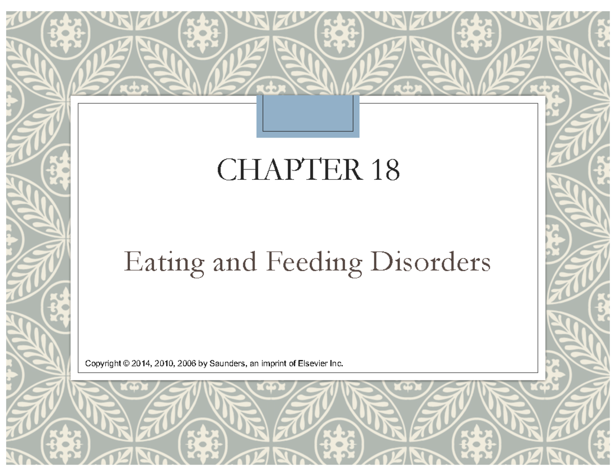 Eatingand Feeding Disorders - CHAPTER 18 Eating and Feeding Disorders ...