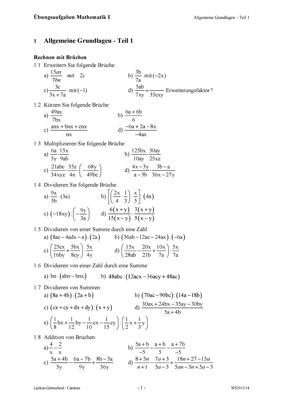 Copy Of Mathe 1 Ubungen 1 9 1 Studocu