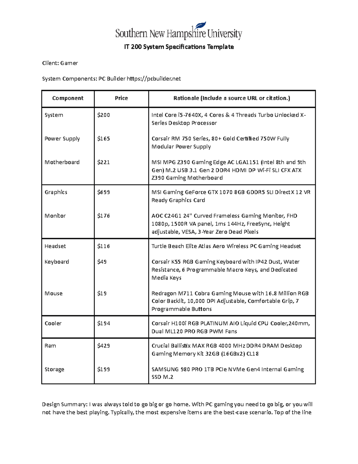 IT 200 System Specifications Template - IT 200 System Specifications ...